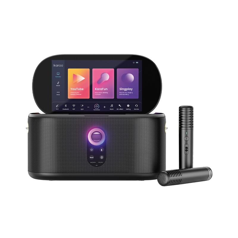 Ikarao Shell S1 tragbare Karaoke-Maschine m. 10.1' Screen und 2 Mikrofonen