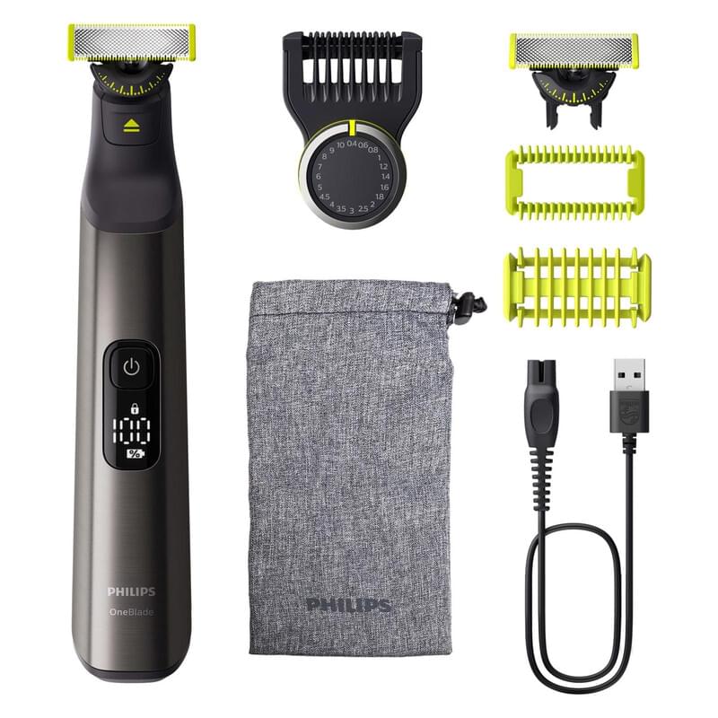 Philips QP6552/15 OneBlade Pro 360 Face+Body Bartschneider inkl. 2x Klingen + 1x Trimmeraufsatz + 1x Hautschutzaufsatz + Aufbewahrungstasche