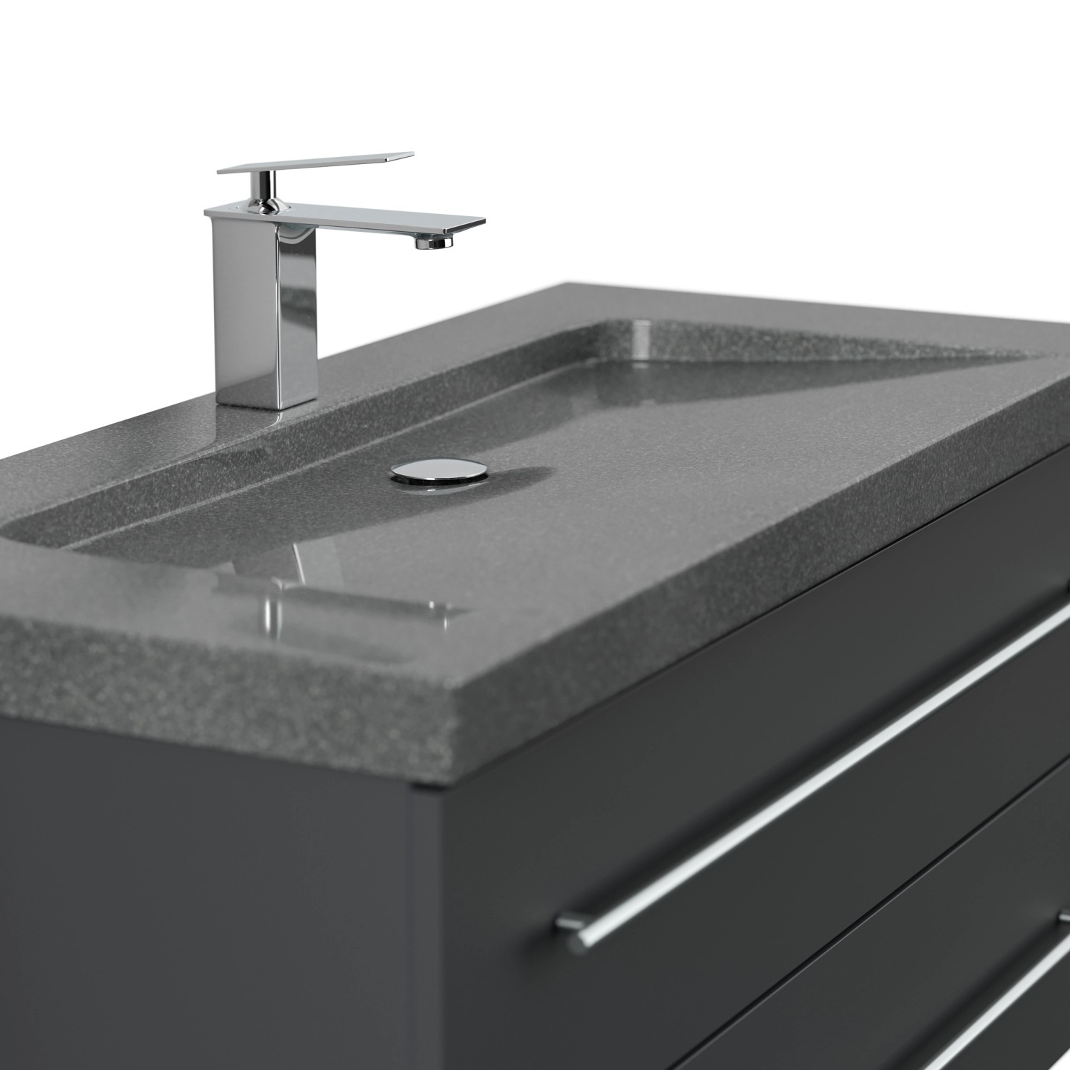 Posseik Badmöbel Granit G654 Yamo 1 Hahnloch SoftClose 100 cm Granit