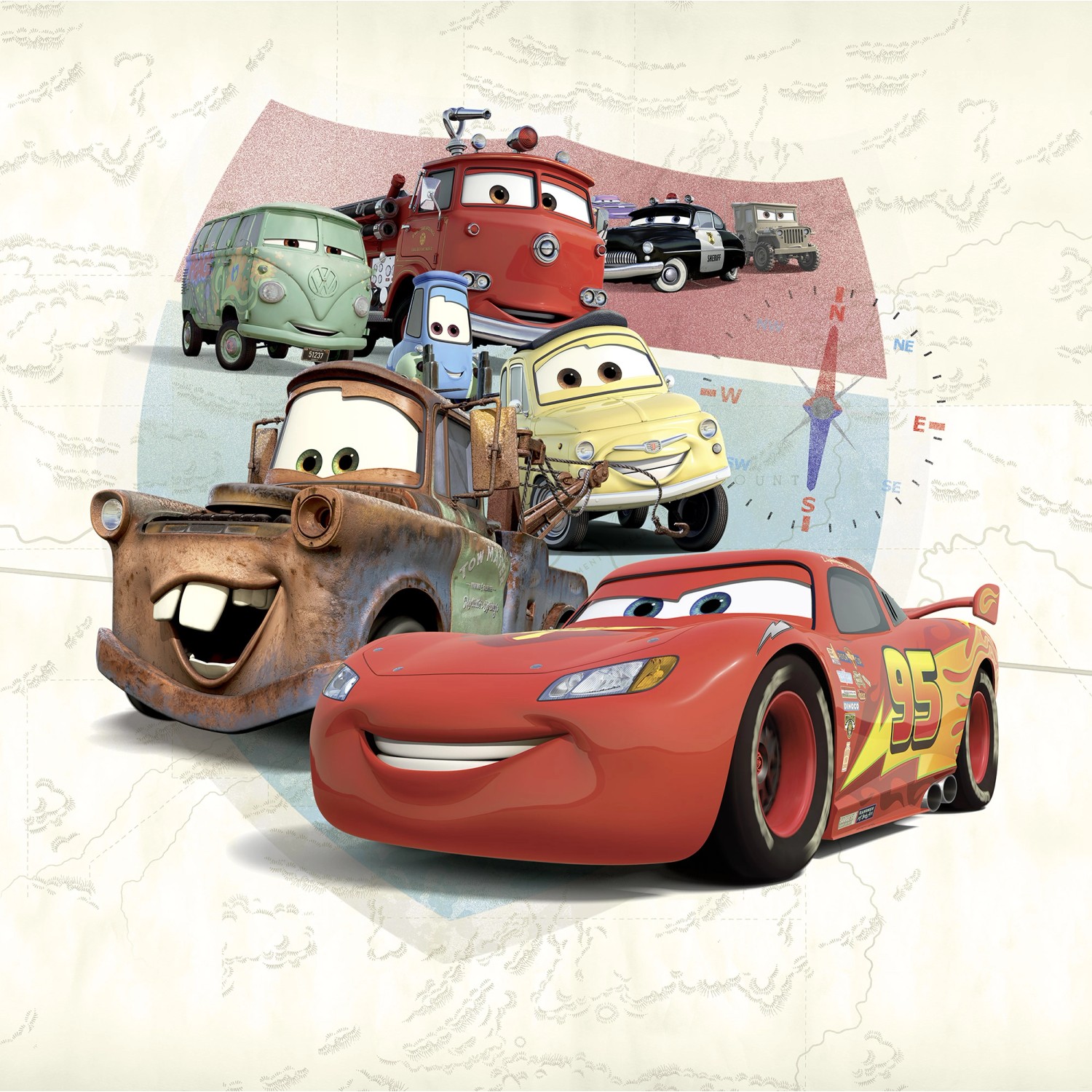 Komar Vlies Fototapete Disney and Pixar Cars Open Road Bunt