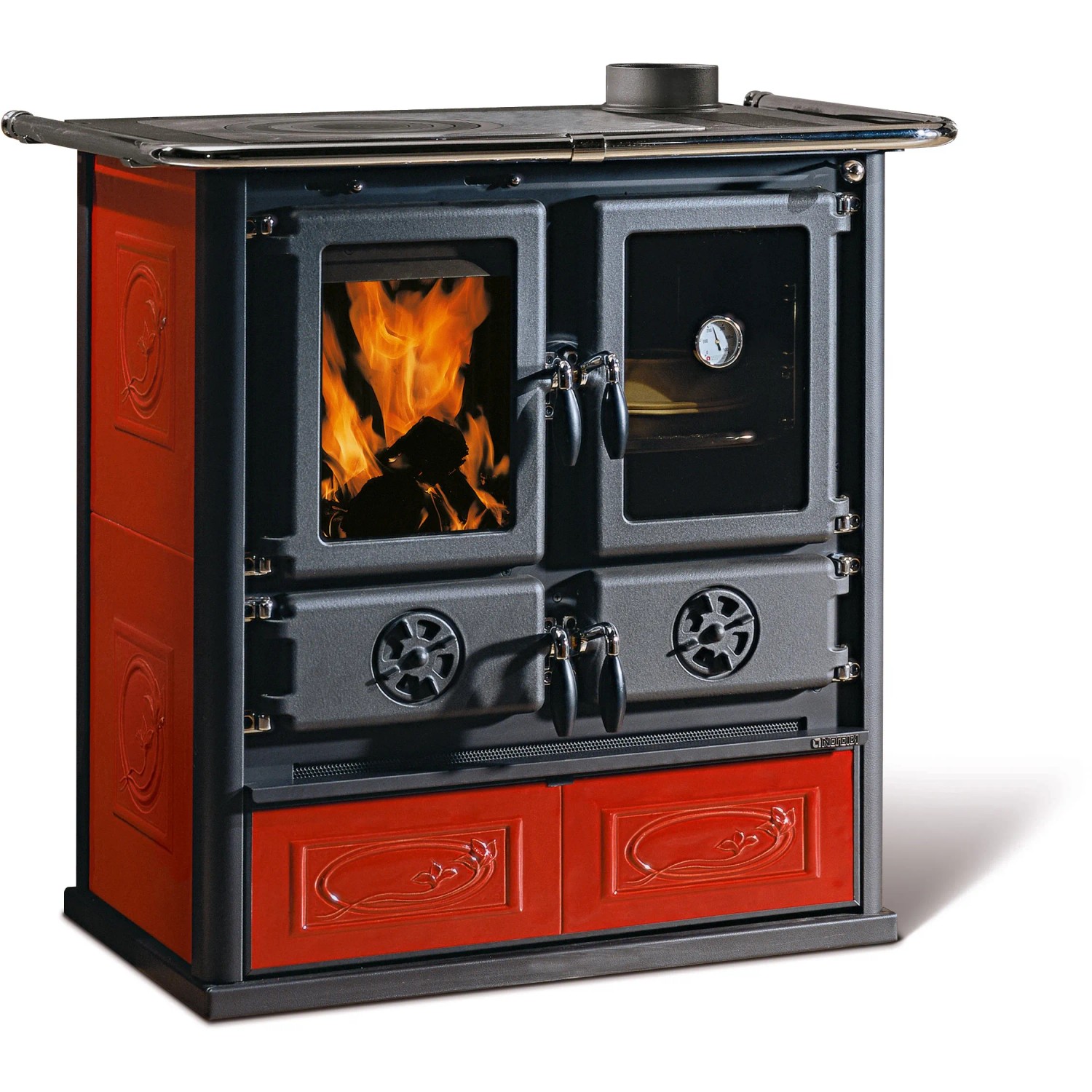 La Nordica Küchenherd Rosetta Kachel Rot 7,2 kW EEK: A+ gratis Anzündpapier