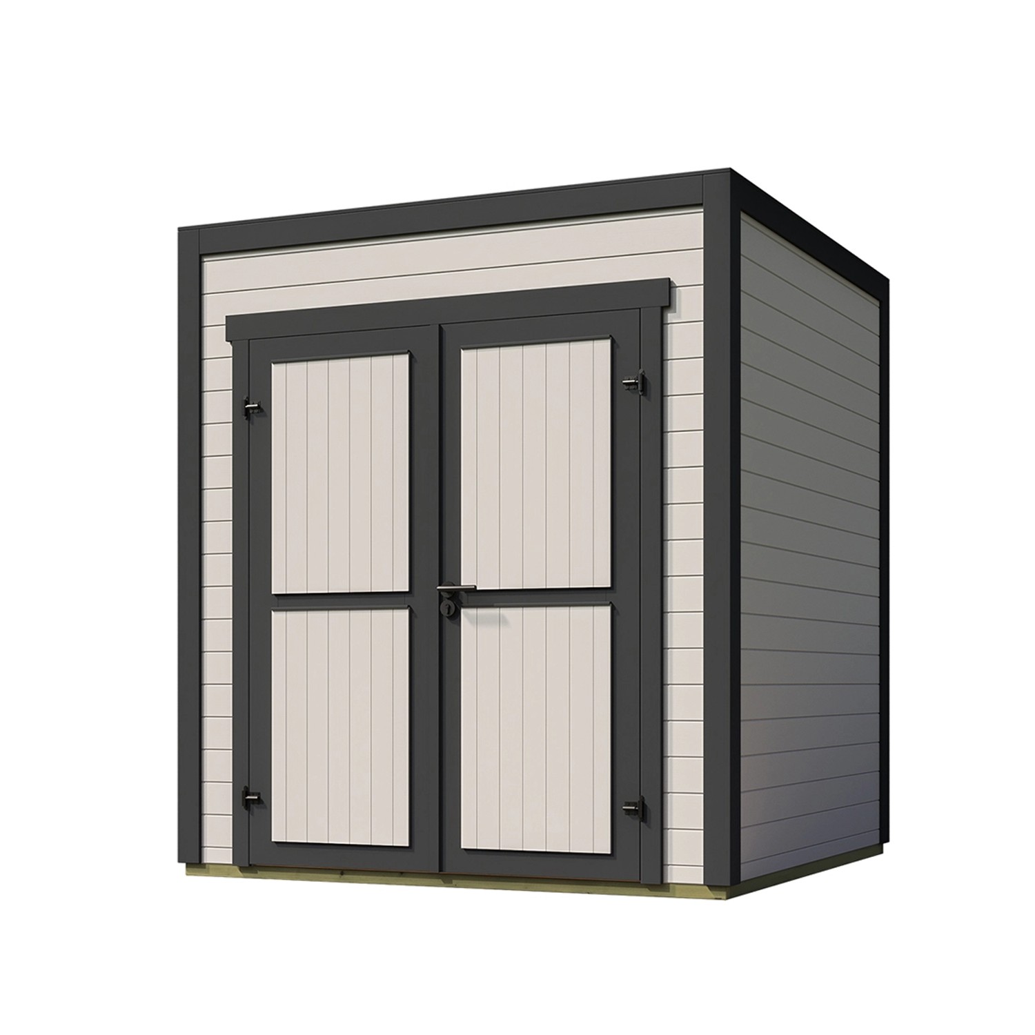 Weka Gartenhaus Batu 1 Flachdach Vollholztür Light Grey 200 cm x 200 cm