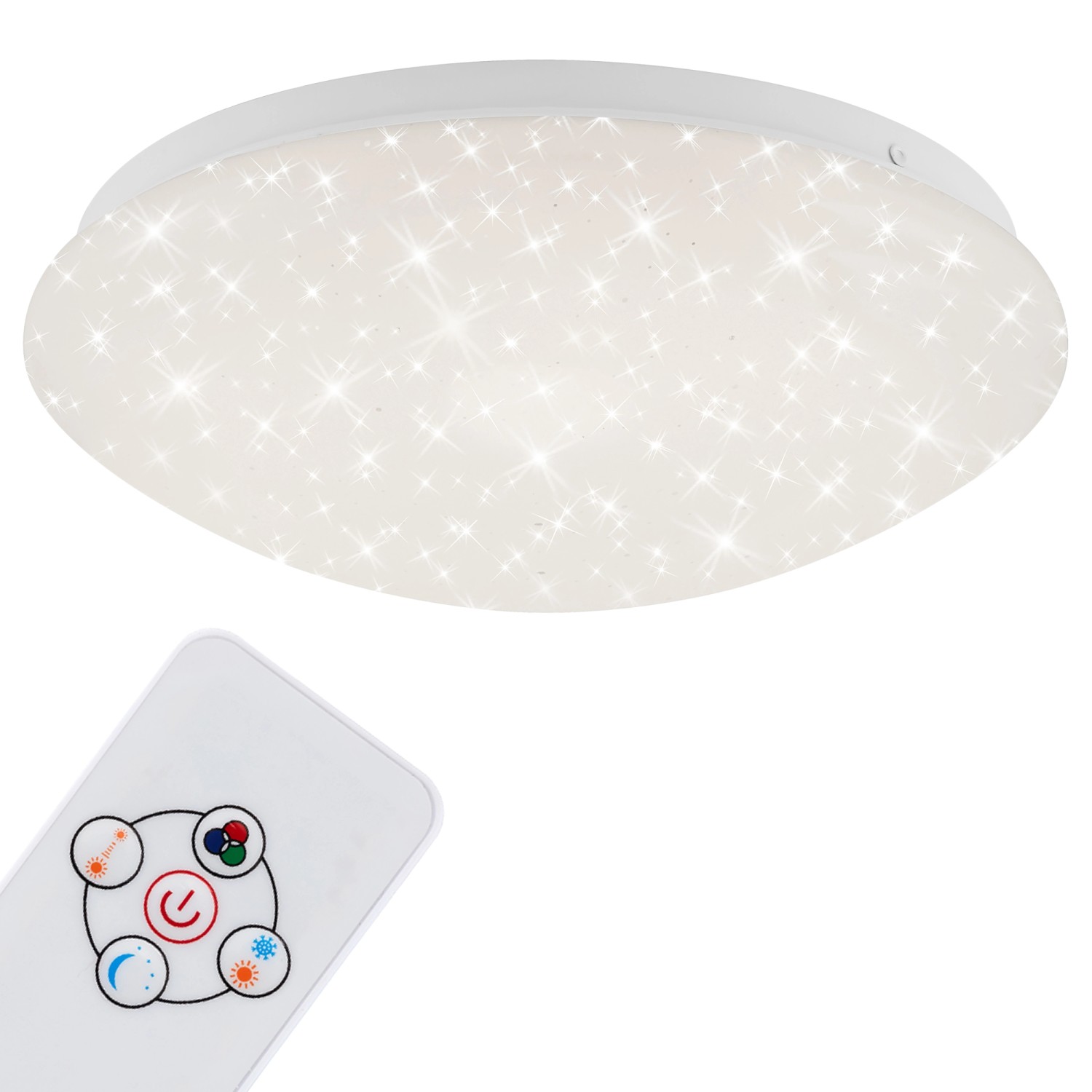 Brilo LED Deckenleuchte Moon RGB+W Dimmbar Fernbedienung 26 cm Weiß