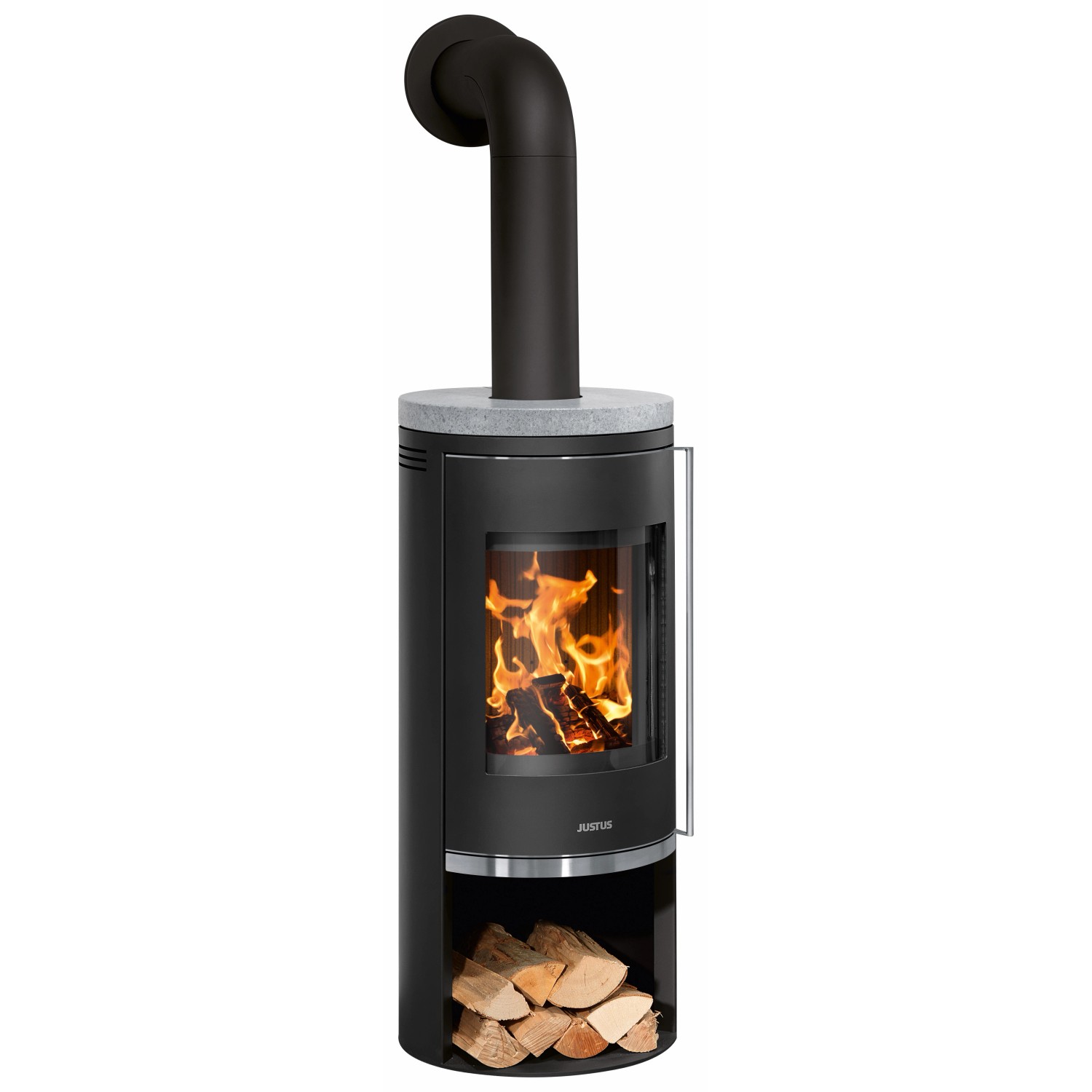Justus Kaminofen Faro 2.0 Stahl Schwarz mit Sandstein Grau 6 kW