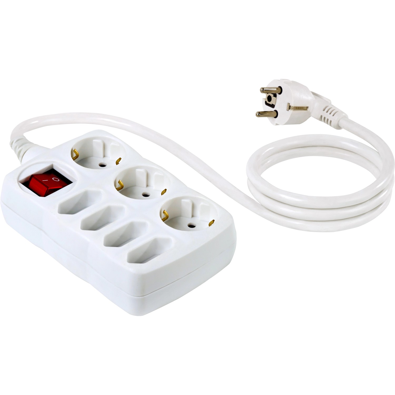 DUO-Steckdose H05VV-F 3G1,5 Weiß 1,4 m