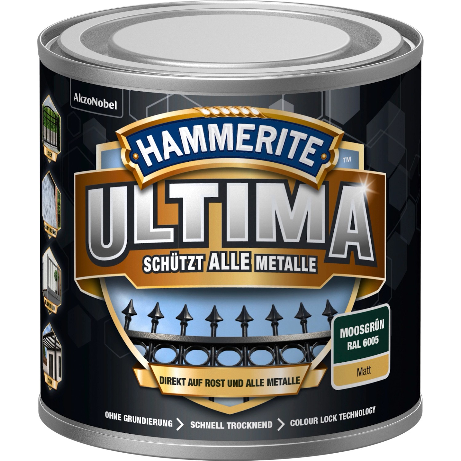 Hammerite Metallschutz-Lack Ultima Matt 250 ml Moosgrün RAL6005