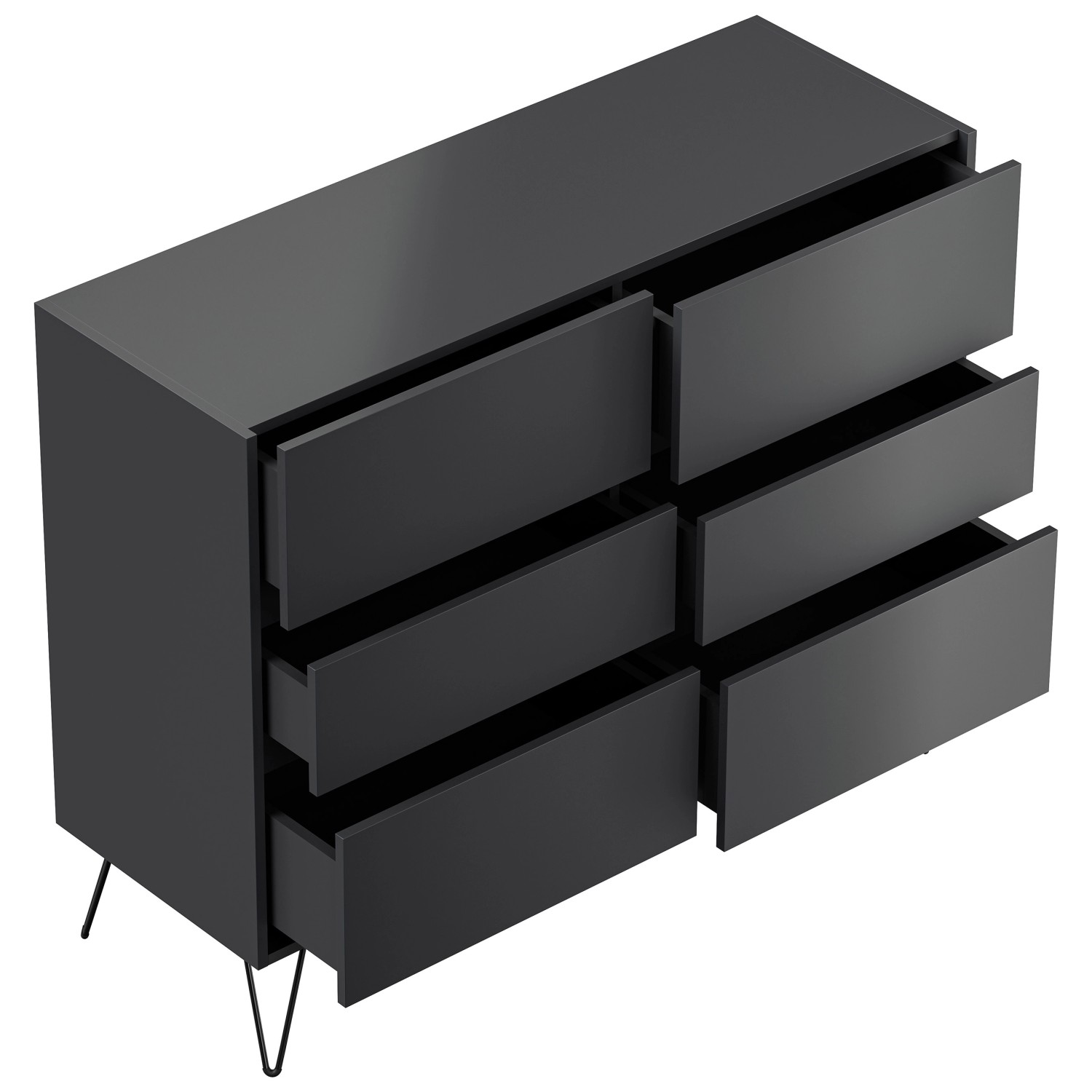 Posseik Sideboard Industrial M 6 Schubladen 120 cm Grafit