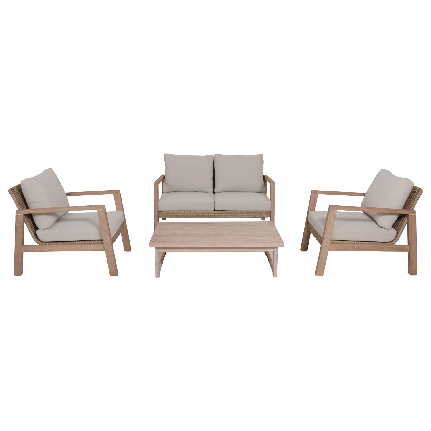 Garden Pleasure Lounge-Set San Mateo 4-teilig mit Kissen Braun FSC®