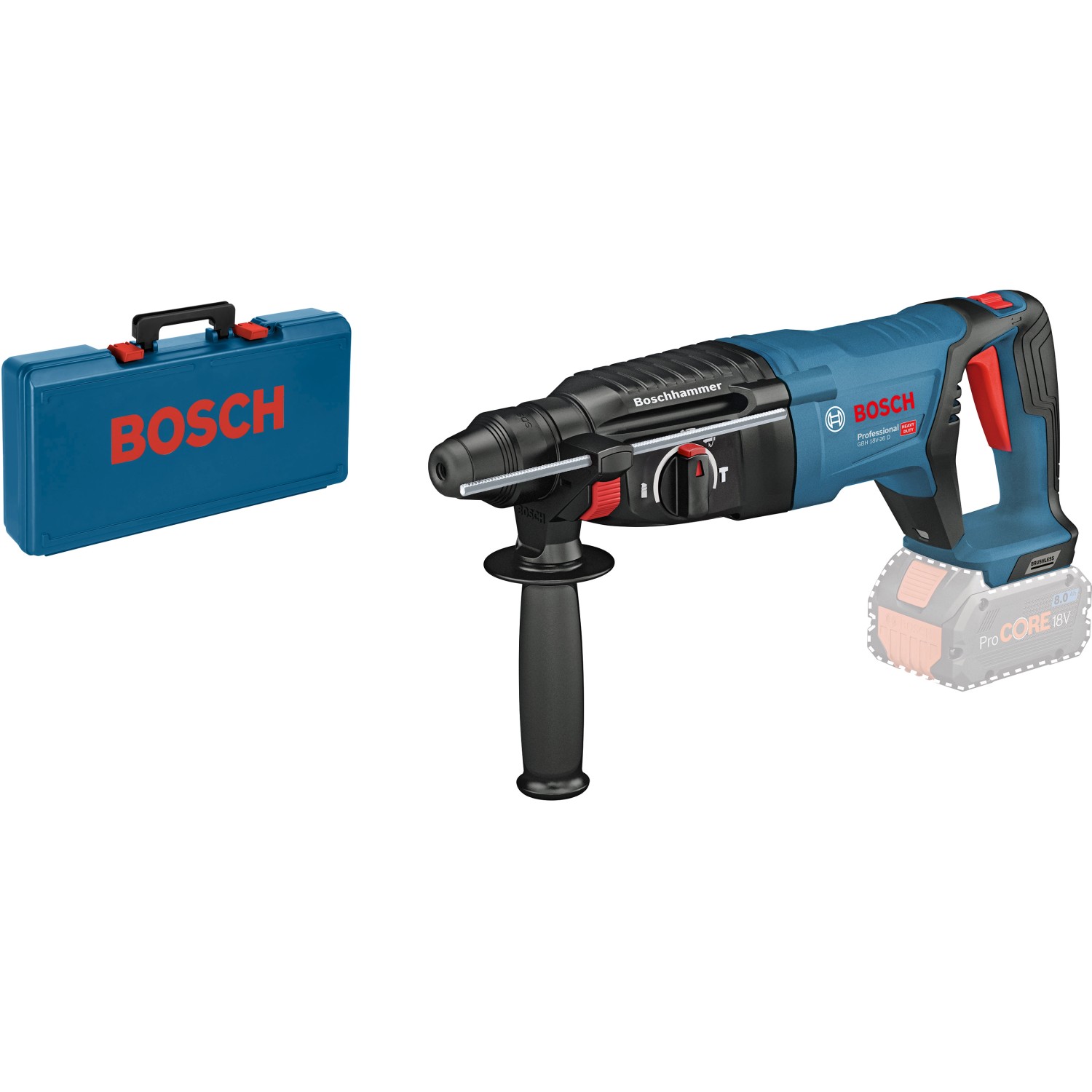 Bosch Professional Akku-Bohrhammer GBH 18V-26D Solo mit Koffer