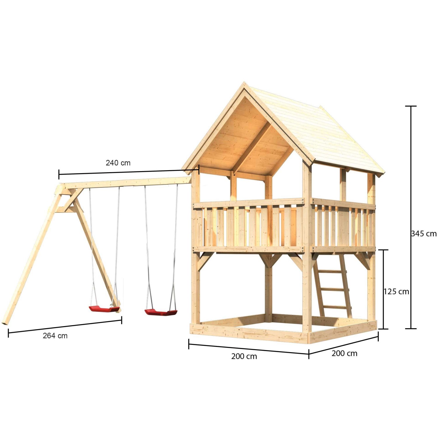 Karibu Spielturm Luis Satteldach Doppelschaukel