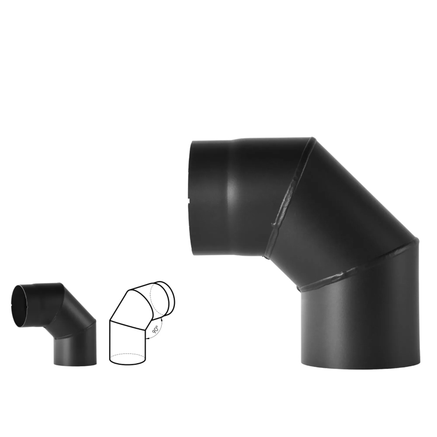 Bertrams Ofenrohrbogen 90° starr o. Tür Senotherm® UHT-Hydro Ø150mm 2 mm Schwarz