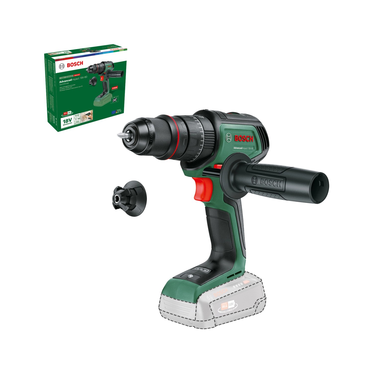 Bosch 18 V Akku-Schlagbohrmaschine Advanced Impact 18V-80 Solo