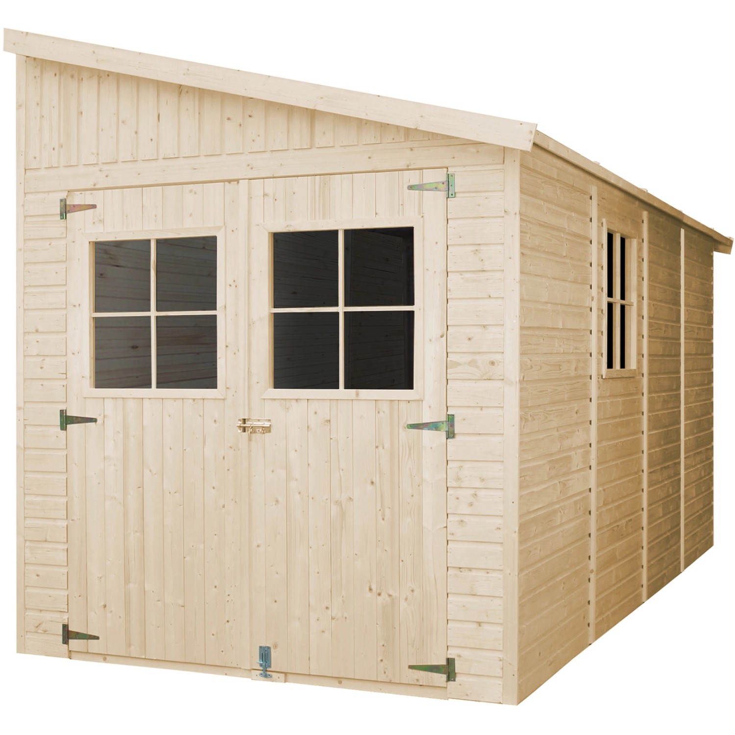Timbela Anbau-Gartenhaus Holz M340A+M340G 8 m² mit Seitenwand und Boden