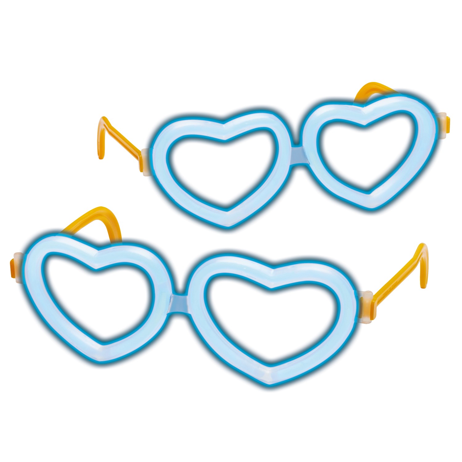 Knicklicht-Brille Herz 2 Stück Blau