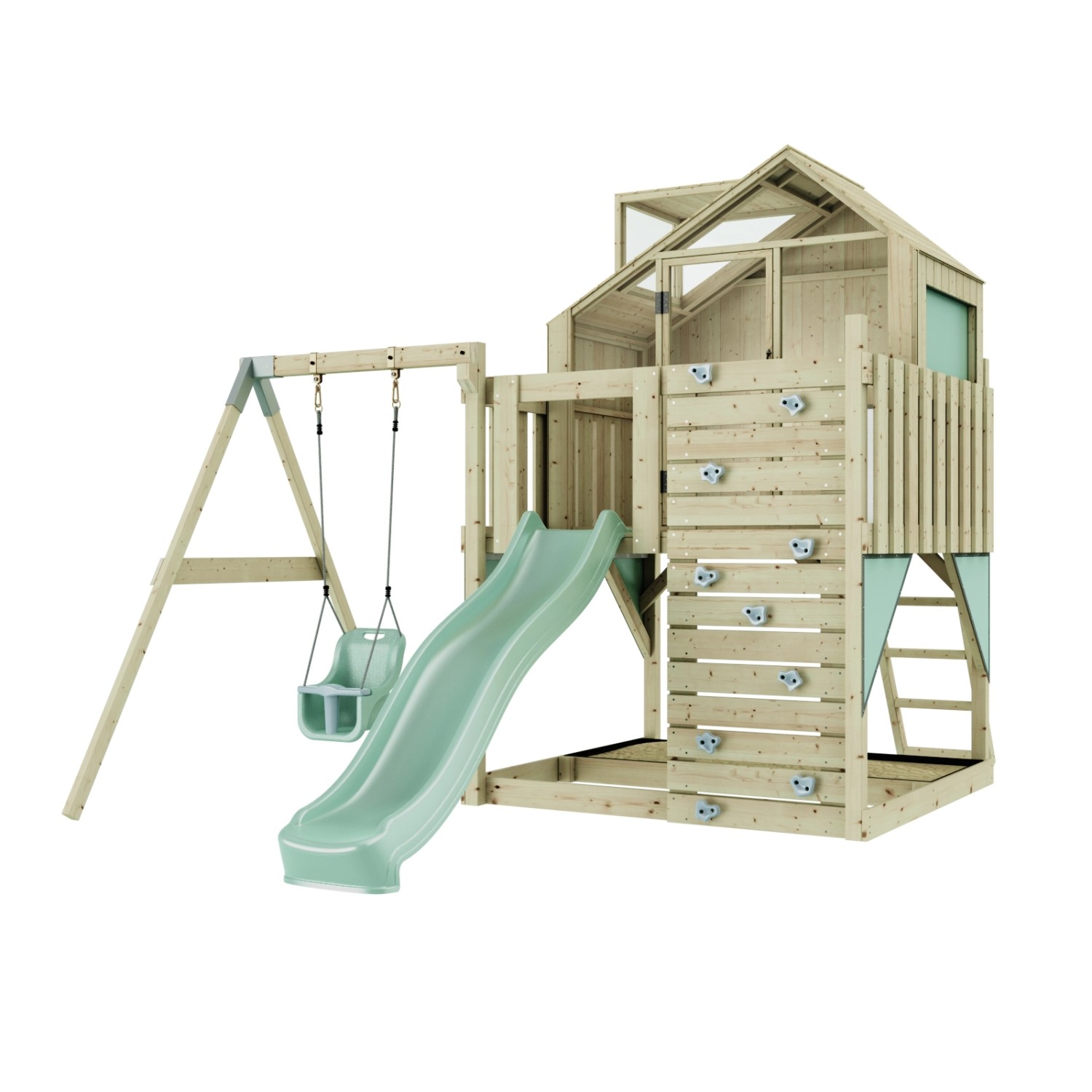 PolarPlay Spielturm Madita m. Babysch. Mintgrün