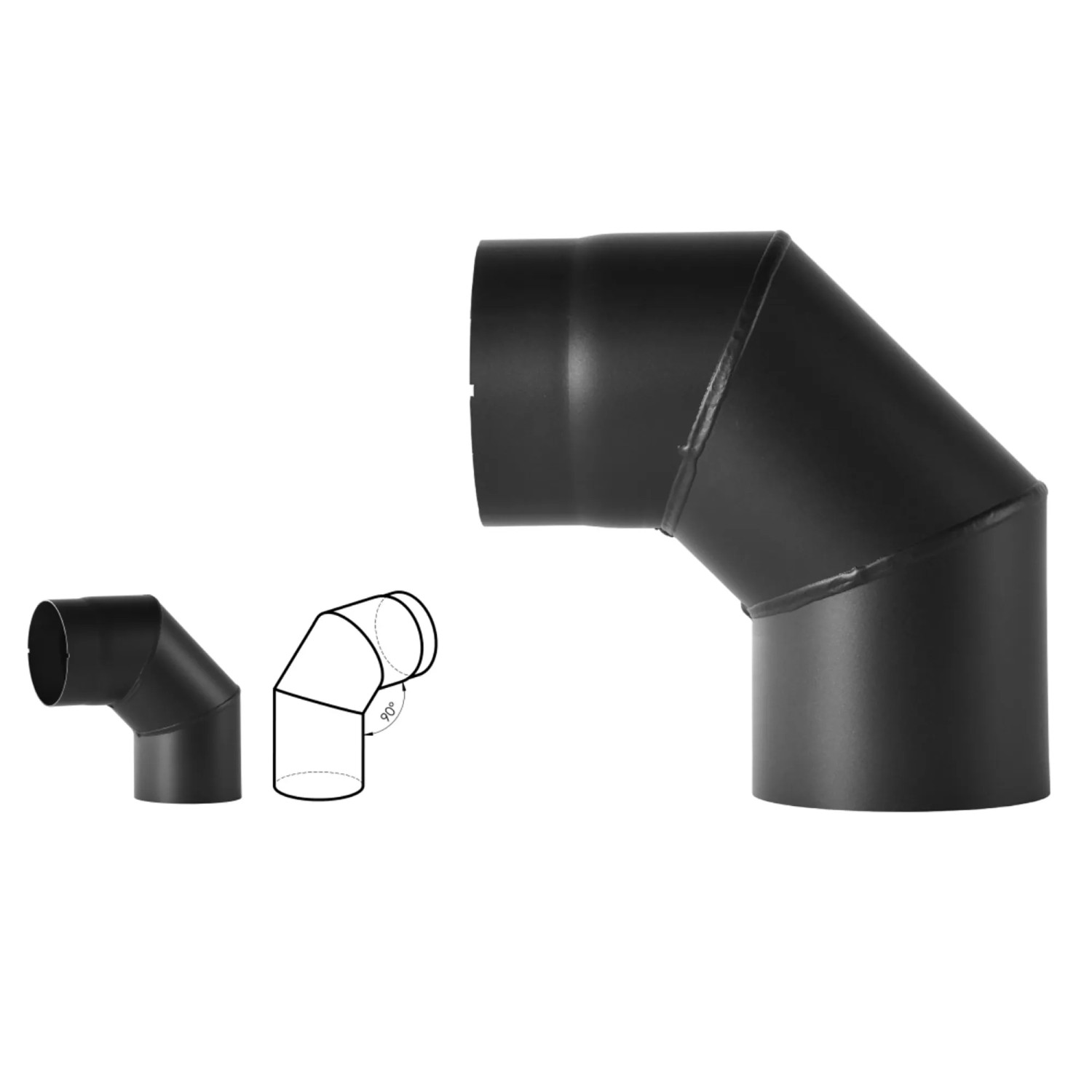 Bertrams Ofenrohrbogen 90° starr o. Tür Senotherm® UHT-Hydro Ø120mm 2 mm Schwarz