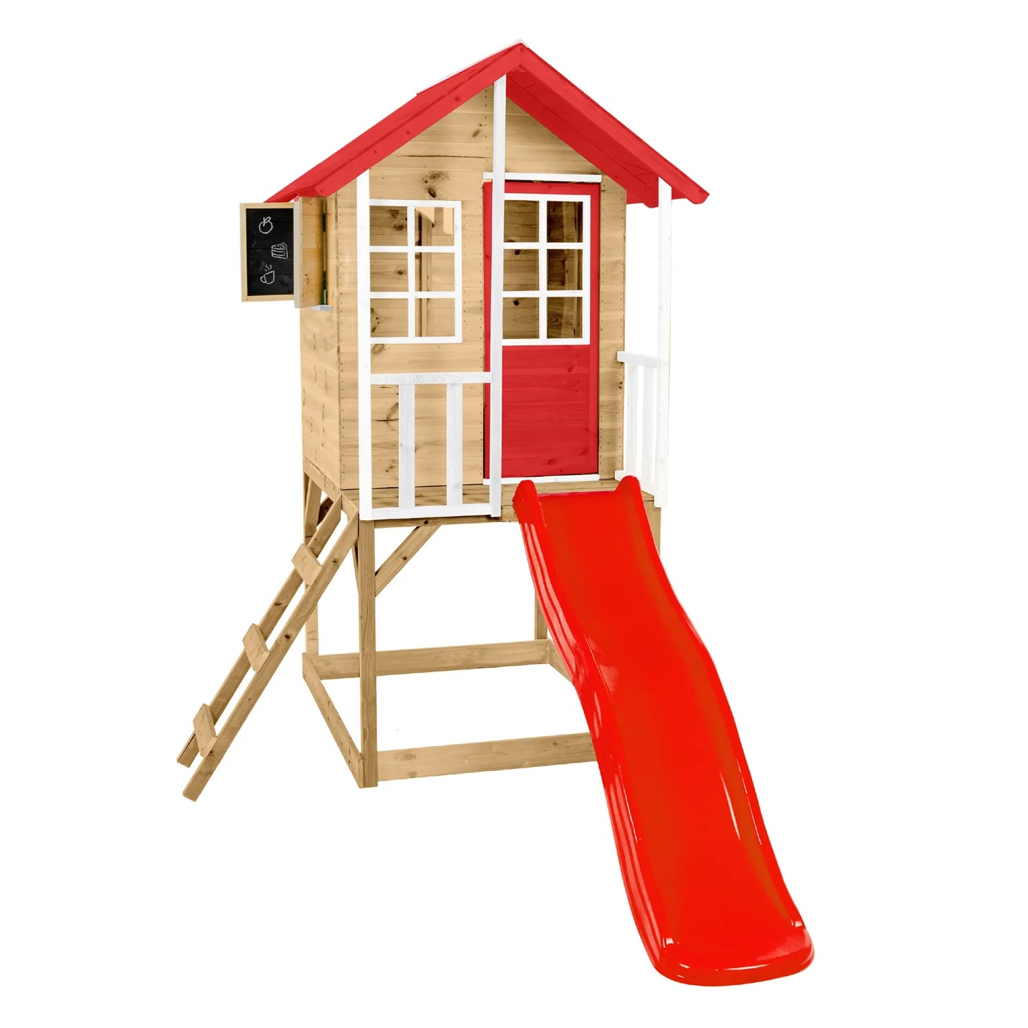 Zwerkules Spielhaus Lolla 1 m. Rutsche 270 cm x 148 cm x 224 cm Rot FSC®
