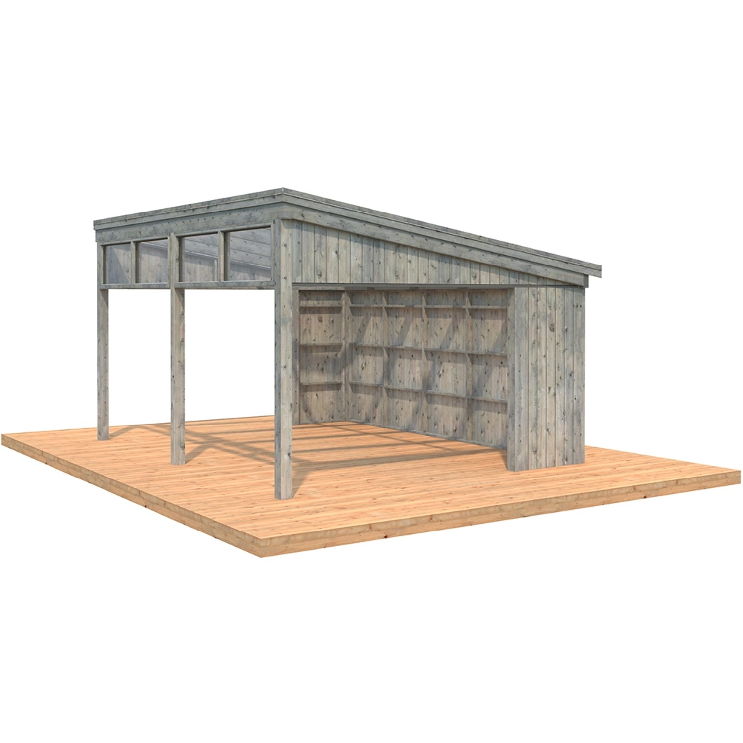 Palmako Pavillon Nova 17,8 m² Kit Grau Tauchgrundiert 502 cm x 396 cm
