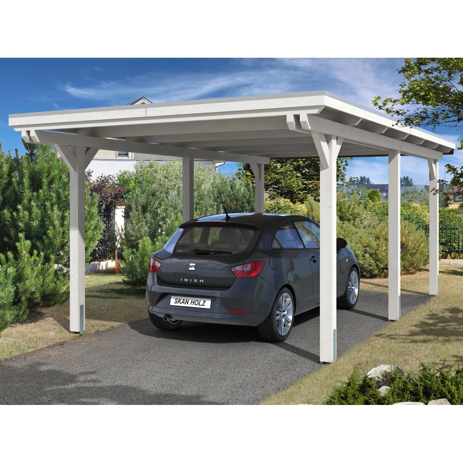 Skan Holz Carport Emsland 354 cm x 604 cm Weiß