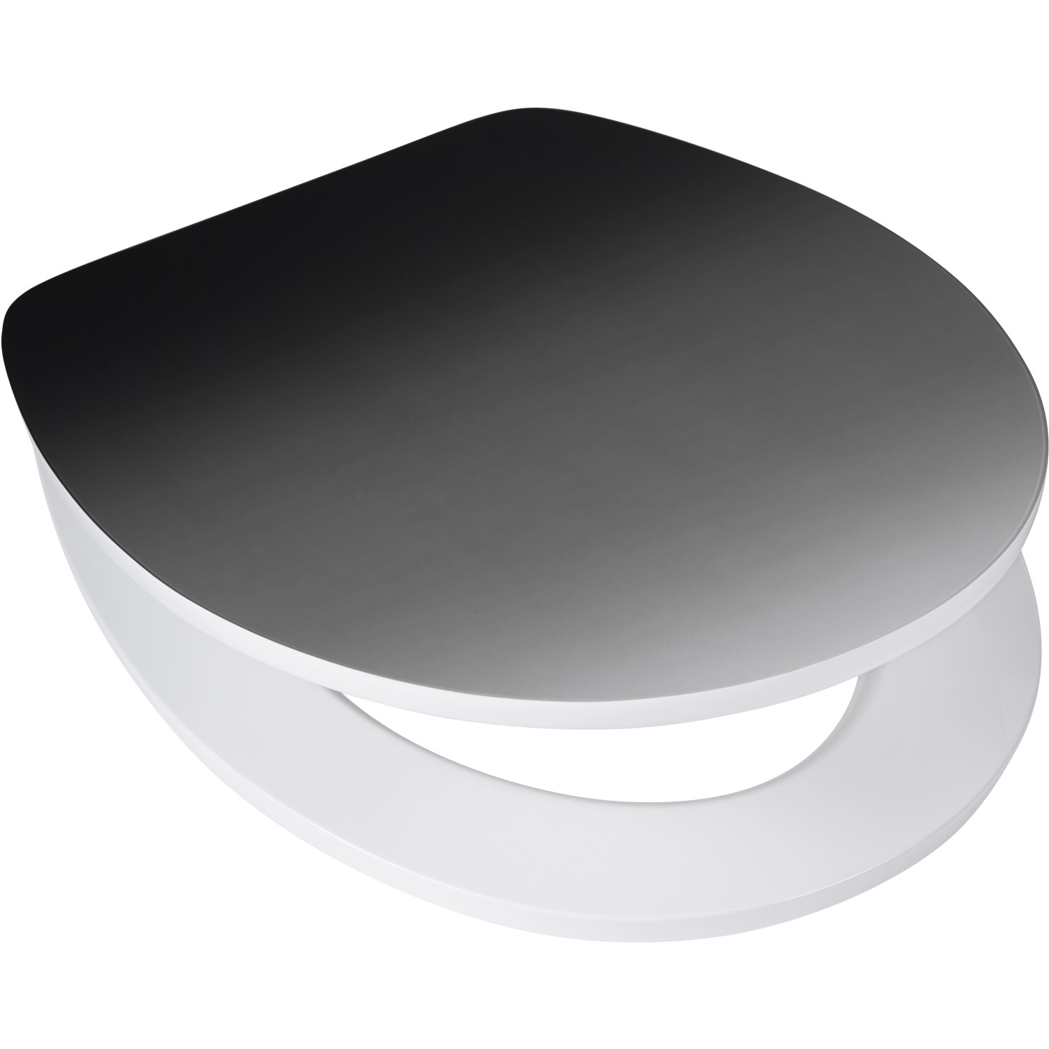 baliv WC-Sitz Alba mit Absenkautomatik MDF Holzkern Weiß-Schwarz