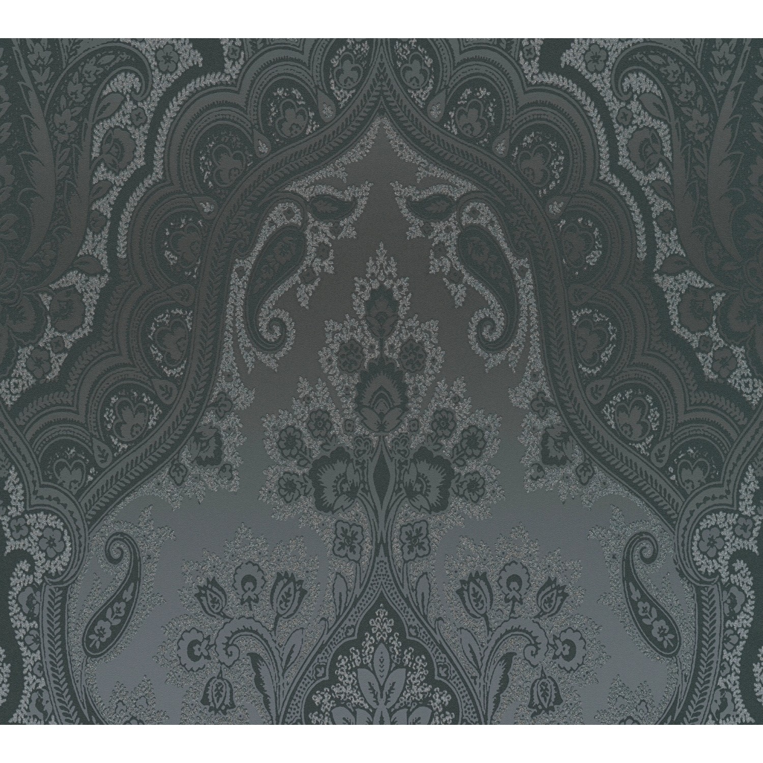 Vliestapete Barock Ornament Glänzend Glatt Schwarz Dunkelgrau FSC®