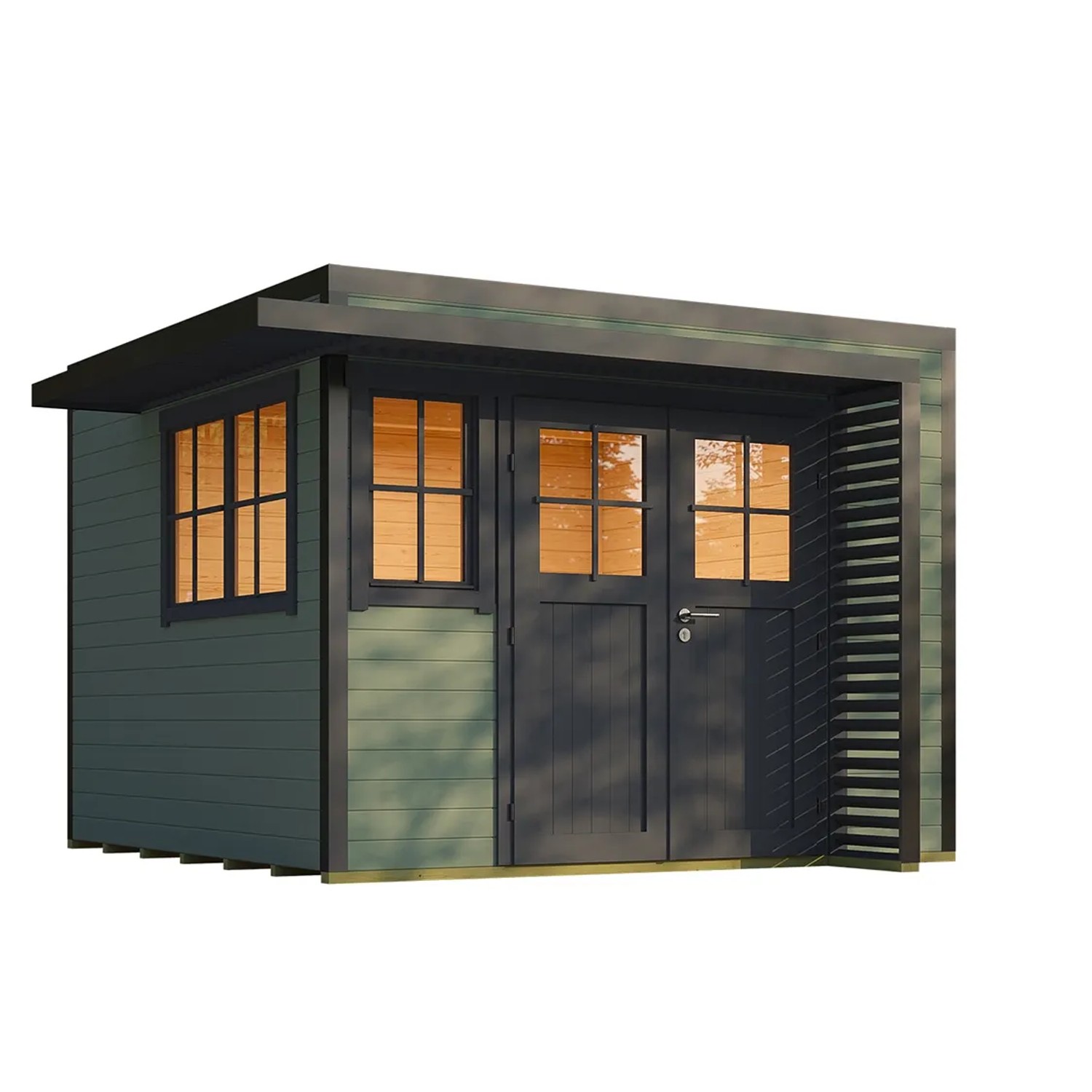 Weka Gartenhaus Amberley 2 Fenster Graugrün/Anthrazit 300 cm x 300 cm