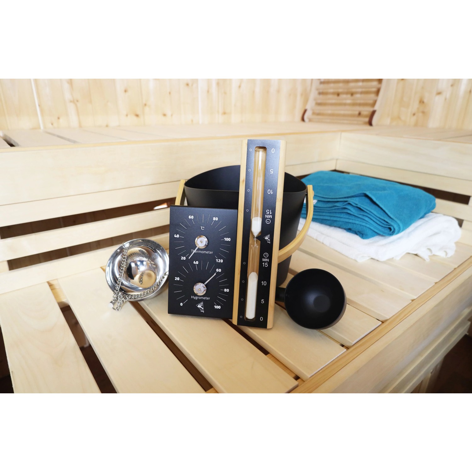 Karibu Sauna-Set Premium 5-teilig Schwarz