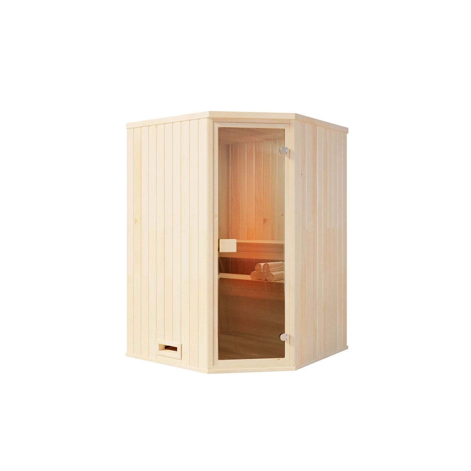 Finntherm Sauna Corner Naturbelassen 194 cm x 144 cm Wandstärke 40 mm
