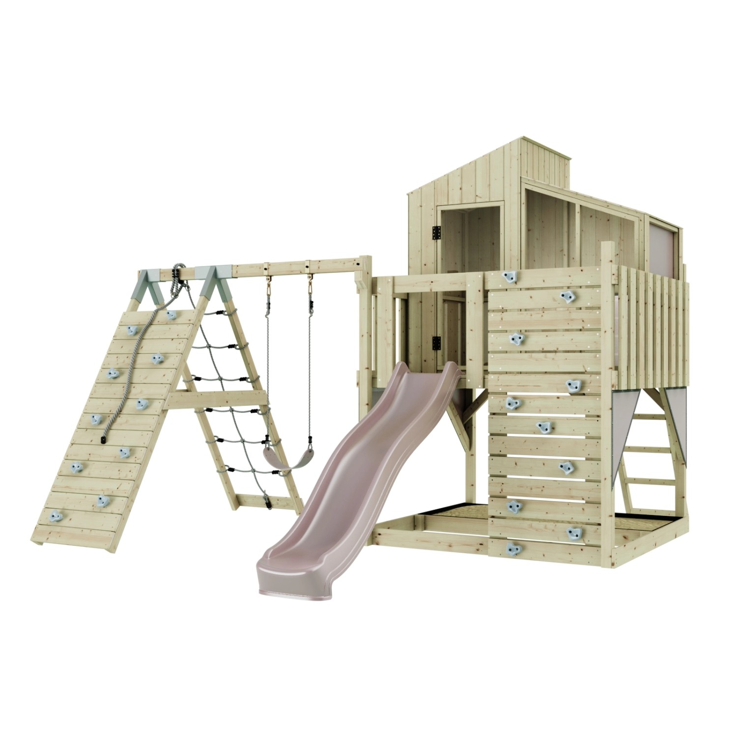 PolarPlay Spielturm Julie m. Kindersch. Altrosa