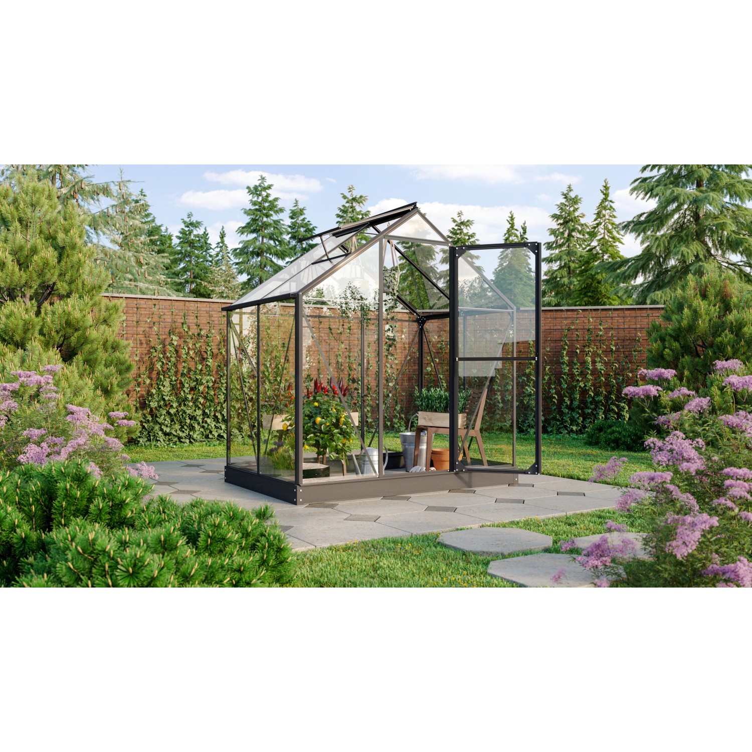 Vitavia Gewächshaus Triton 2500 Schwarz 2,5 m² inkl. Fundament