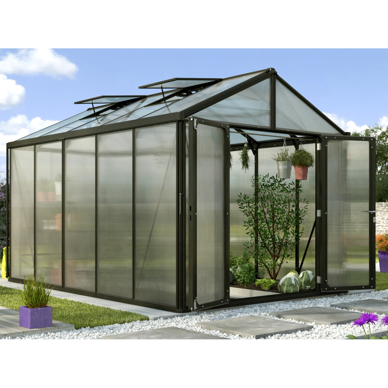 Vitavia Gewächshaus Zeus Comfort 10000 Schwarz 10 m²