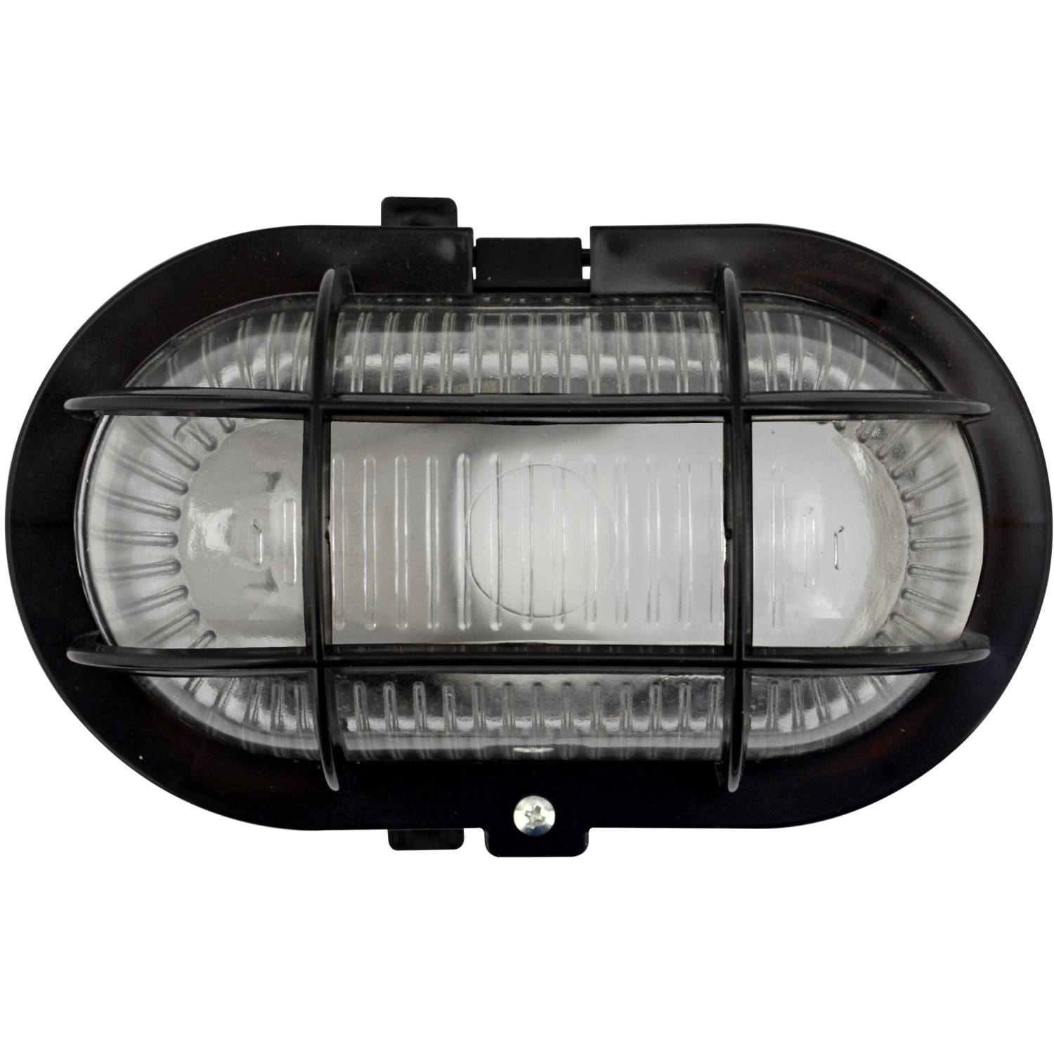 e2 elektro LED-Ovalleuchte mit Kunststoffkorb Schwarz 18,5 cm x 12,5 cm x 11 cm