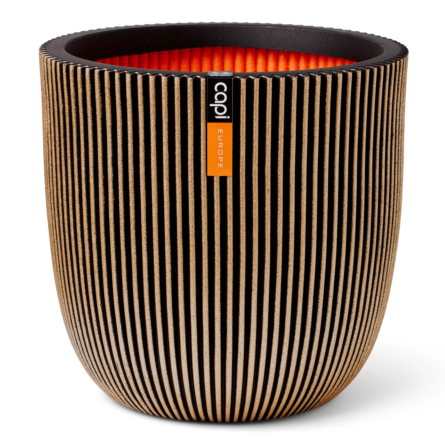 Capi Pflanztopf Kugel Groove Ø 43 cm x 41 cm Gold-Schwarz