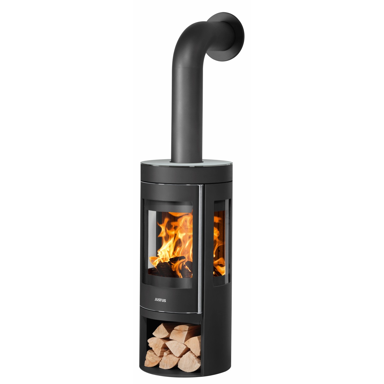 Justus Kaminofen Mino Trios 2.0 Stahl Schwarz mit Abdeckplatte Glas 5 kW