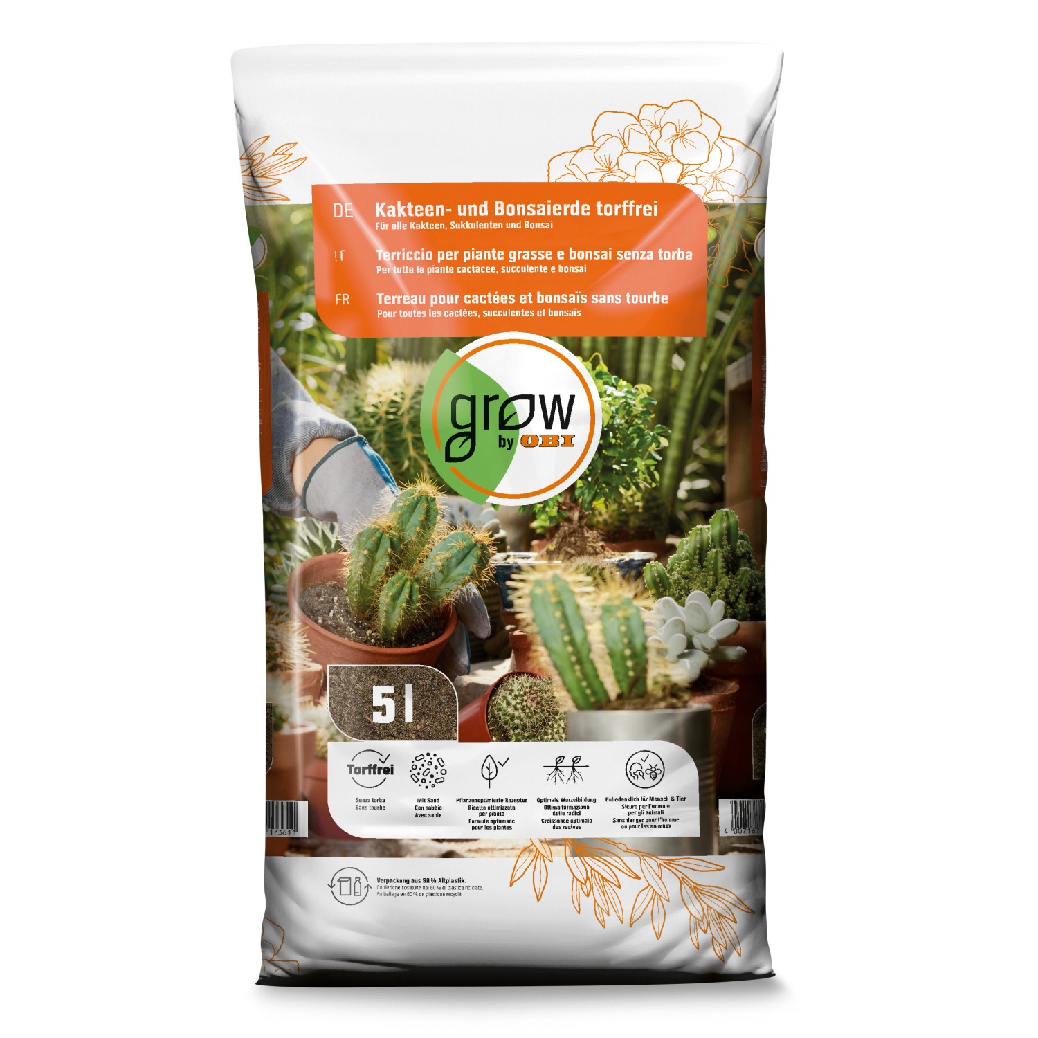 GROW by OBI Kakteen- und Bonsaierde Torffrei 5 l