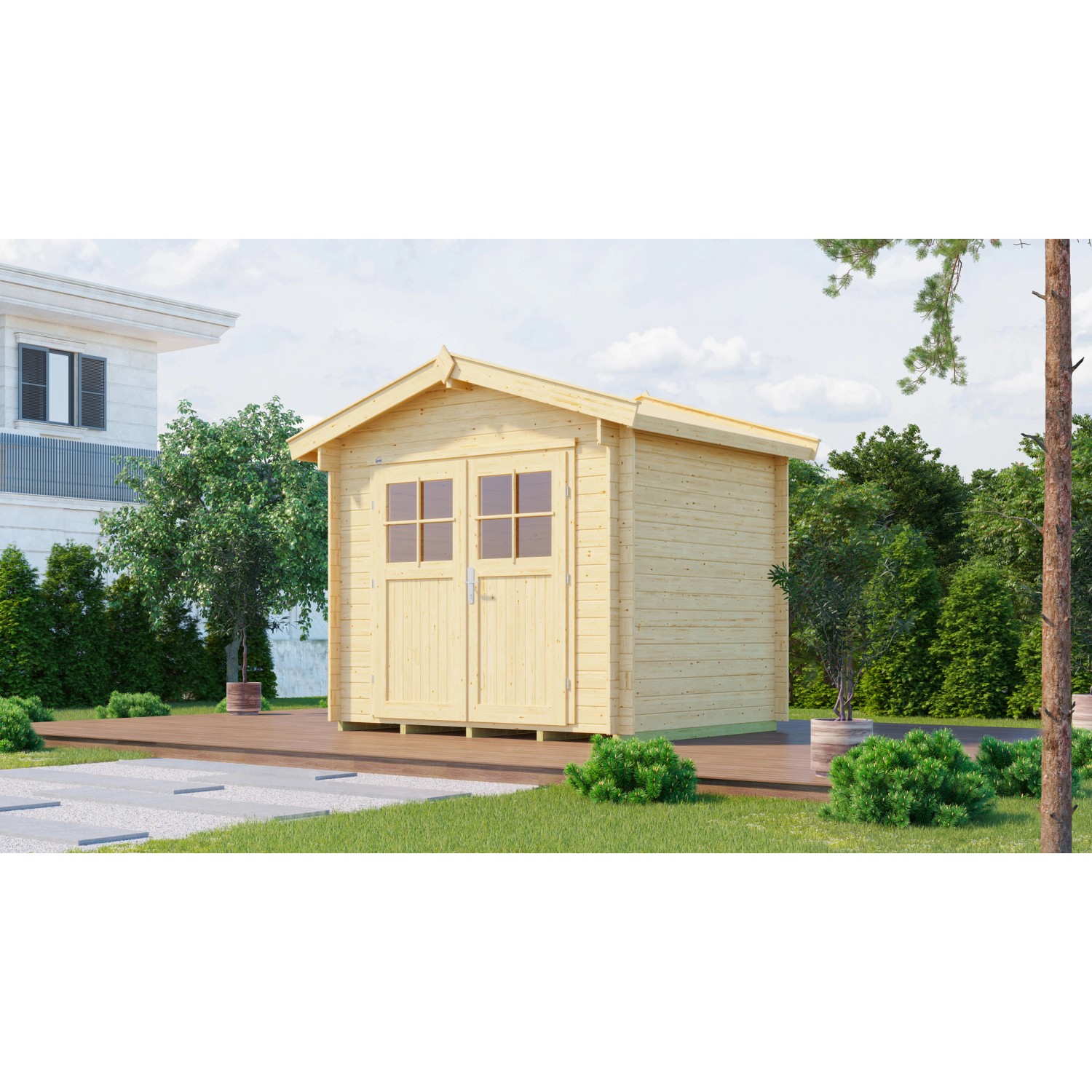 Weka Holz-Gartenhaus Satteldach Unbehandelt 250 cm x 284 cm