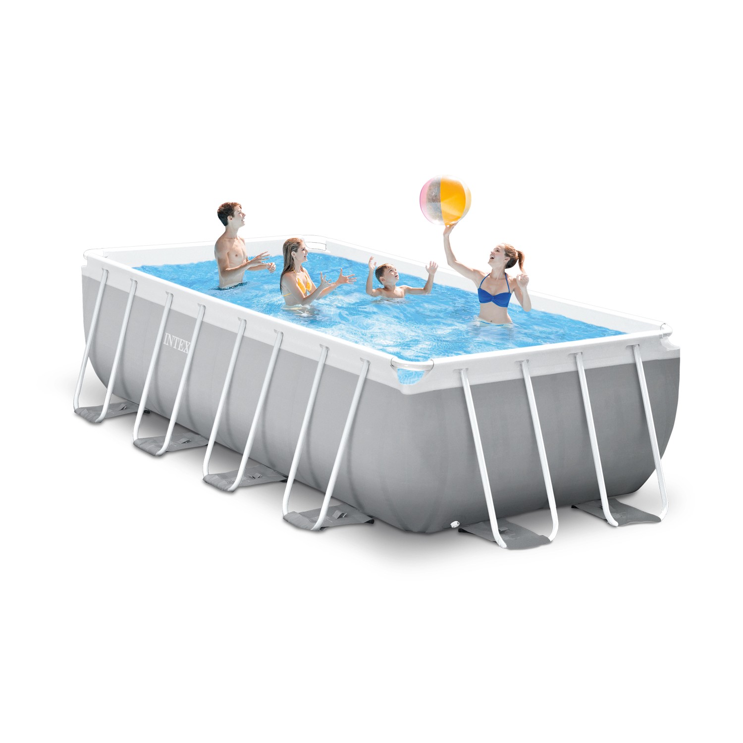Intex Frame Pool-Set Prism Quadra 488 cm x 244 cm x 107 cm Grau