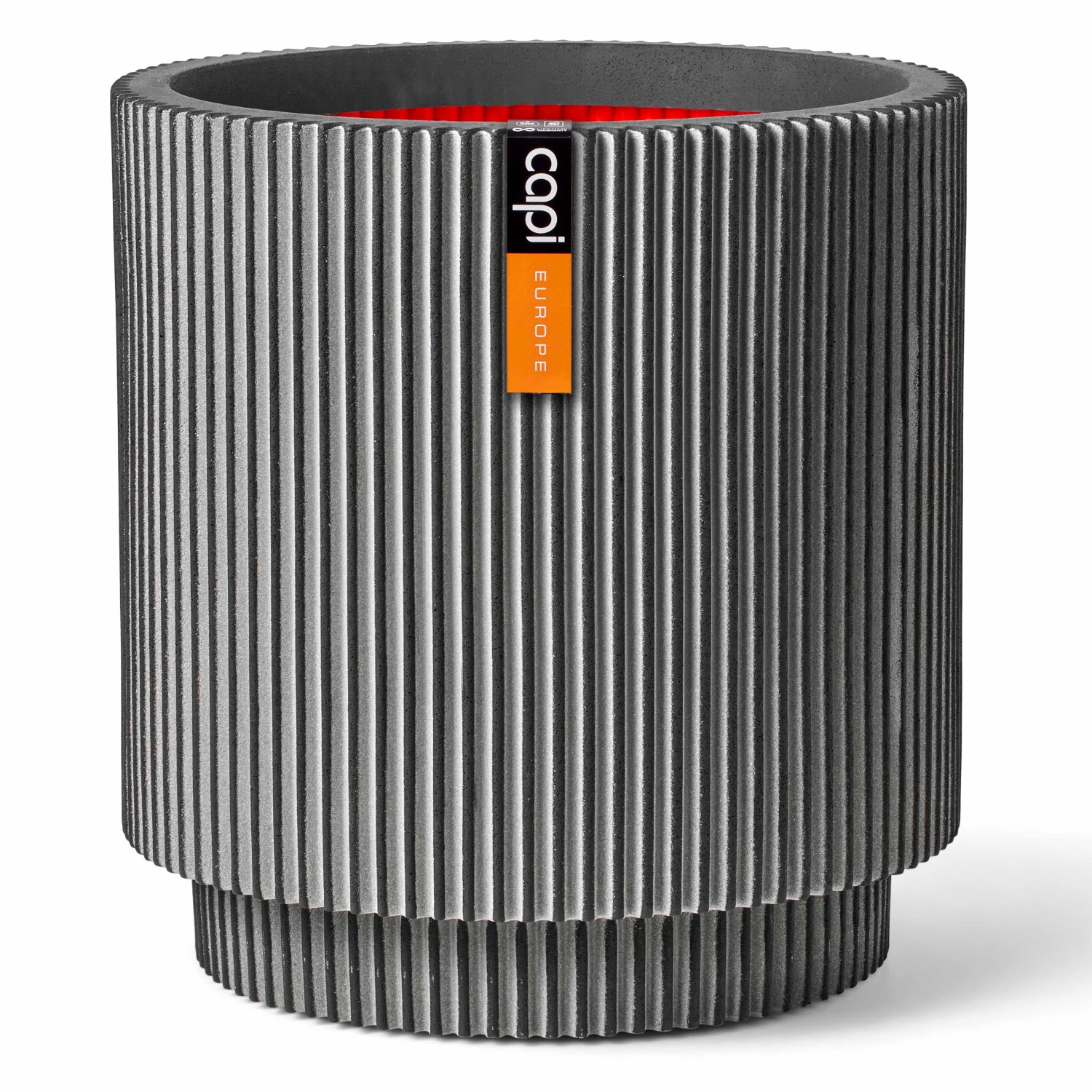 Capi Pflanzgefäß Zylinder Groove Ø 43,5 cm x 46 cm Anthrazit