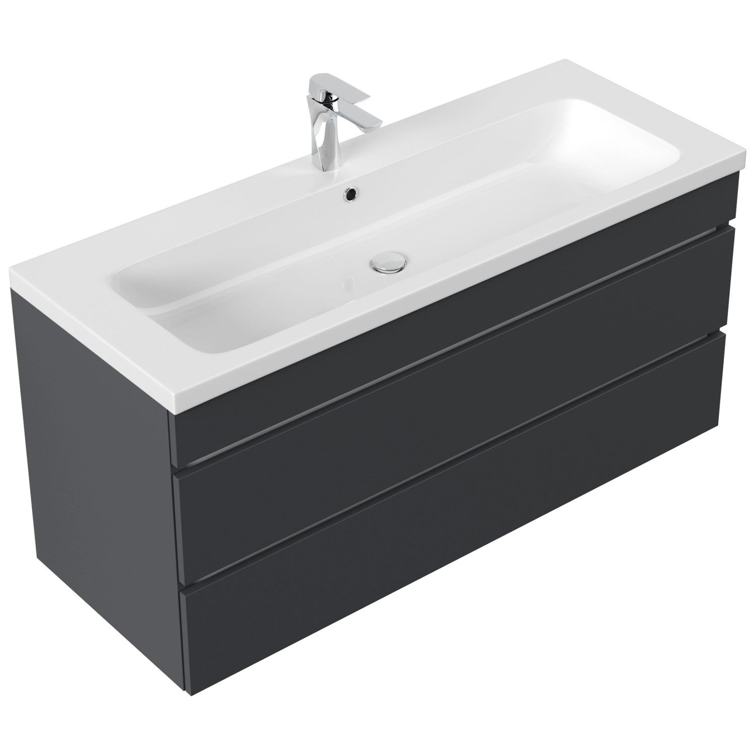 Posseik Badmöbel Fellini 120 SoftClose mit Grifflosen Schubladen Grafit