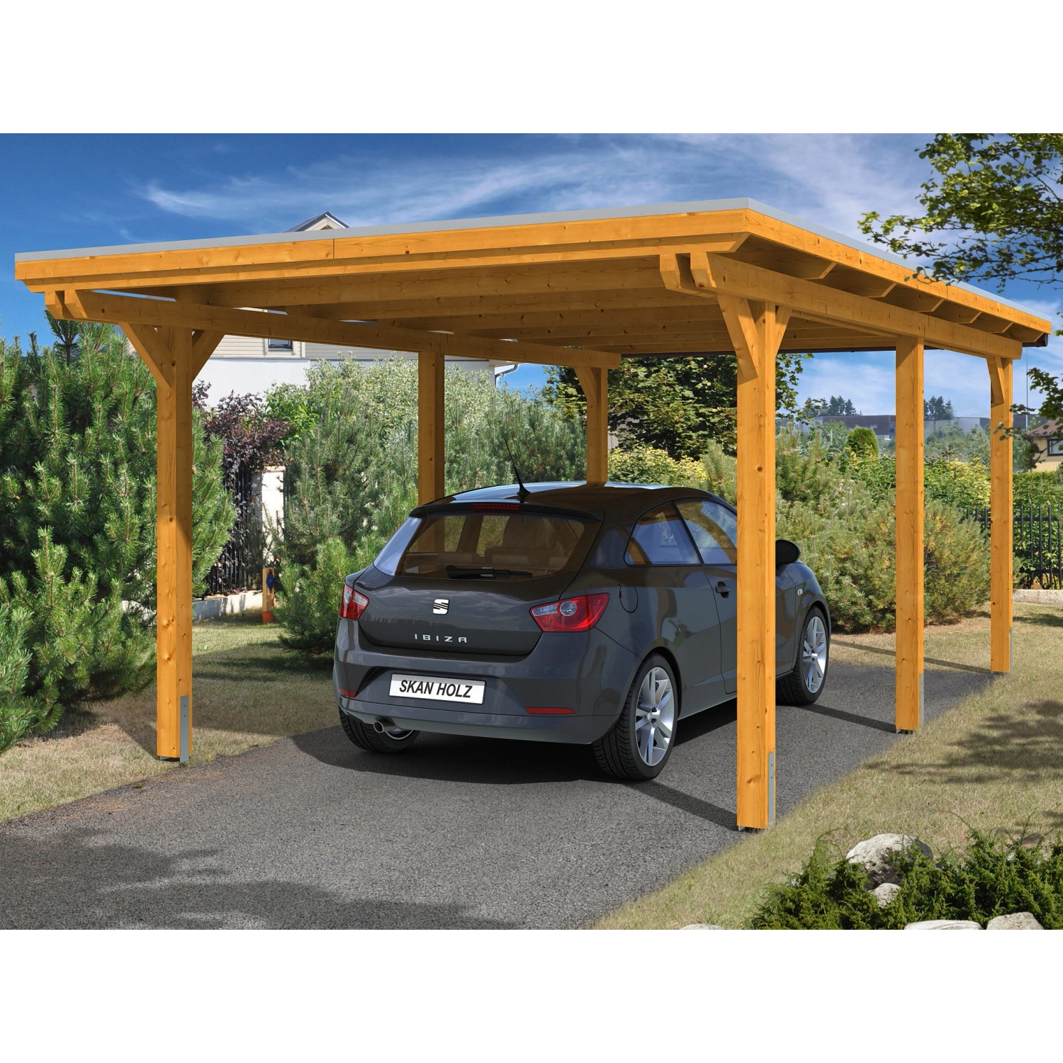 Skan Holz Carport Emsland 354 cm x 604 cm Eiche hell