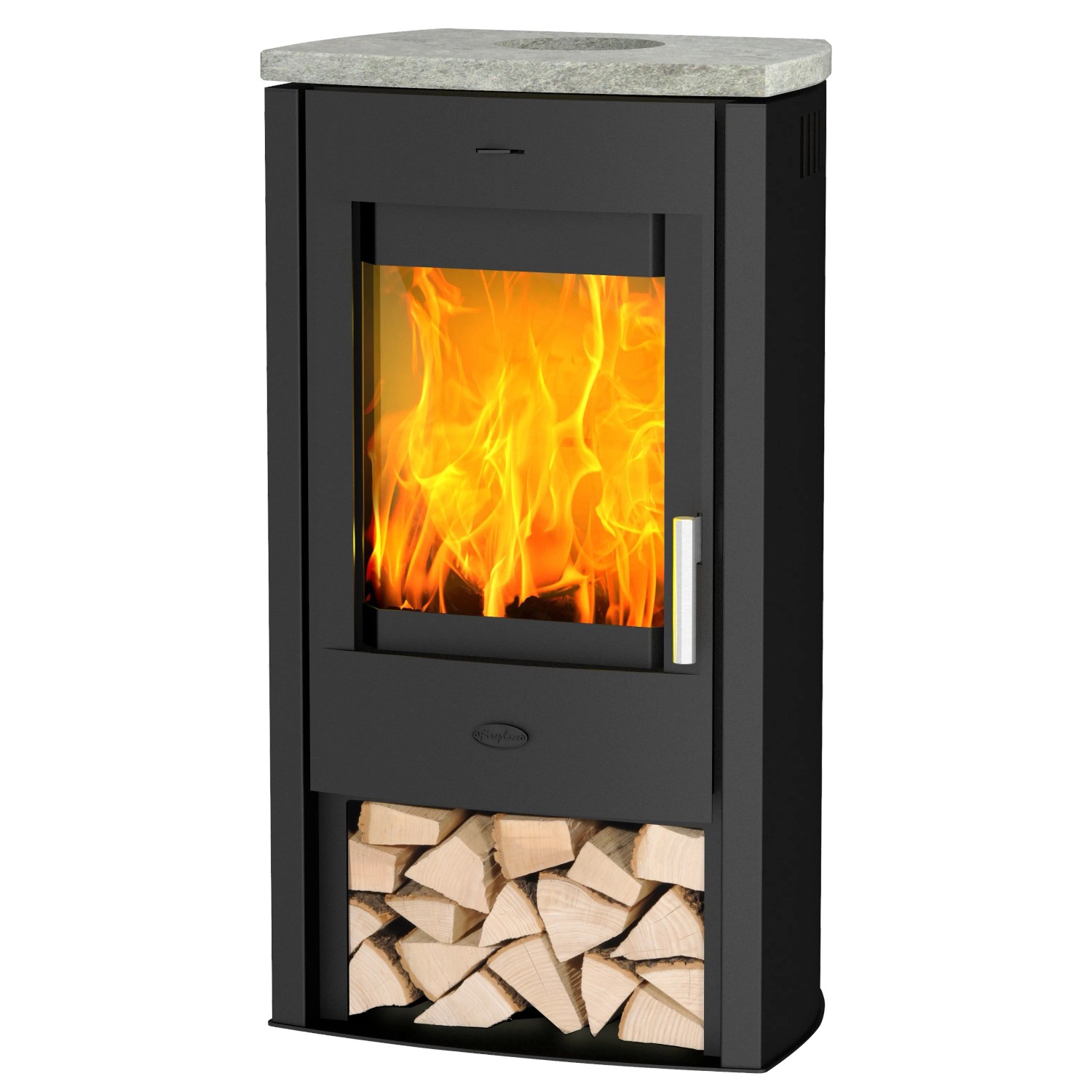 Fireplace Tuvalu Kaminofen Speckstein Schwarz 6 kW