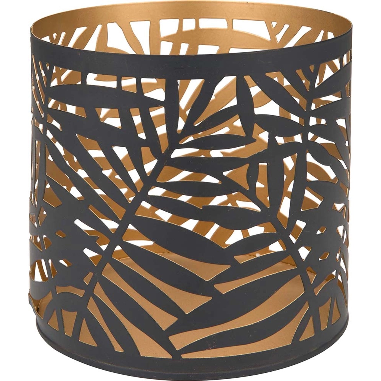 Teelichthalter Dark Wonder Ø 13 cm x 12 cm Schwarz-Gold