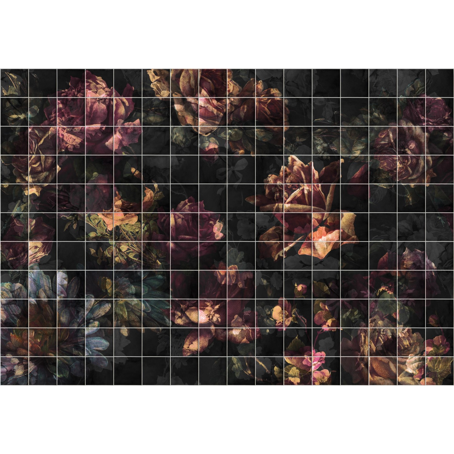 Komar Fototapete Vlies Tiles Flowers  400 x 280 cm