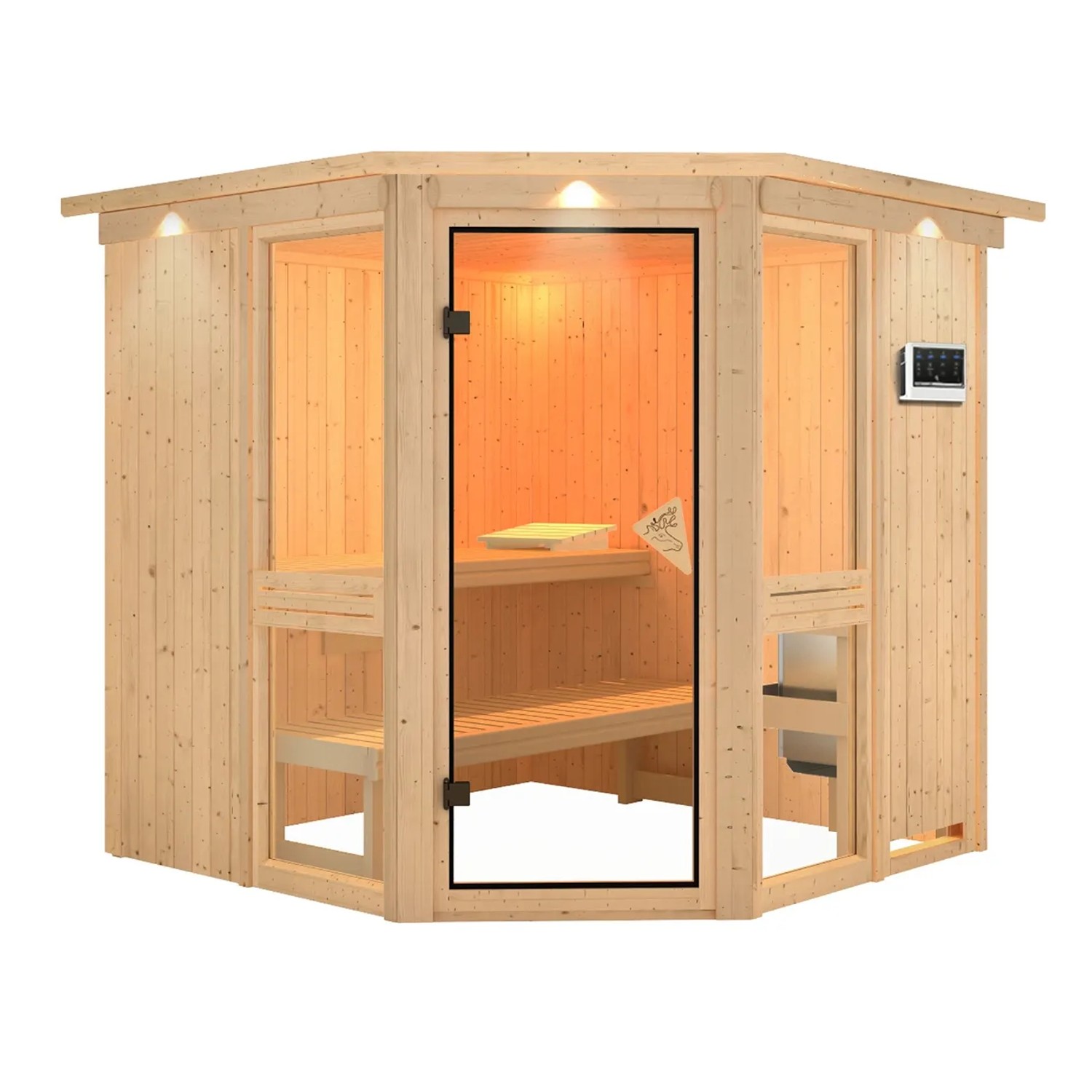 Karibu Sauna Anina 2 Zoll mit Kranz Naturbelassen