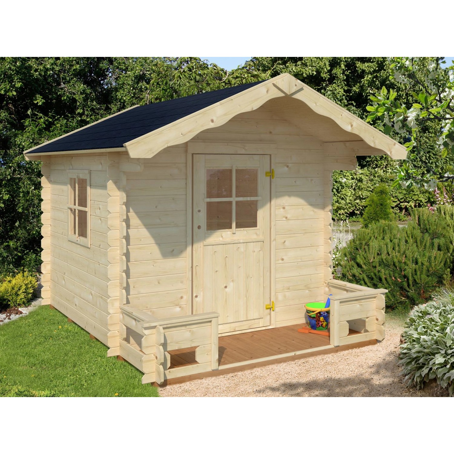 Palmako Spielhaus Stina Natur 180 cm x 180 cm inkl.Fußboden