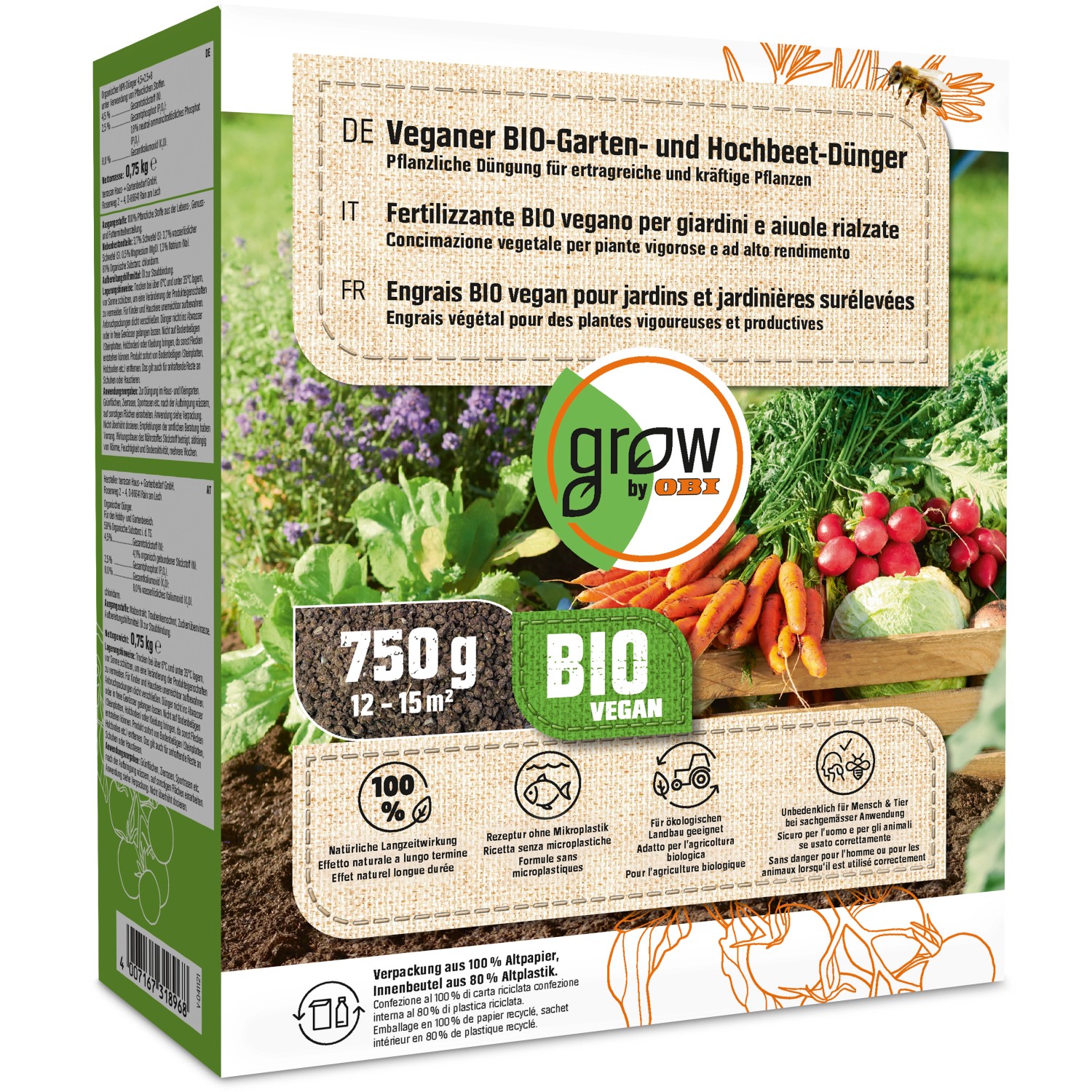 GROW by OBI Veganer Bio- Garten- und Hochbeetdünger, 750 g