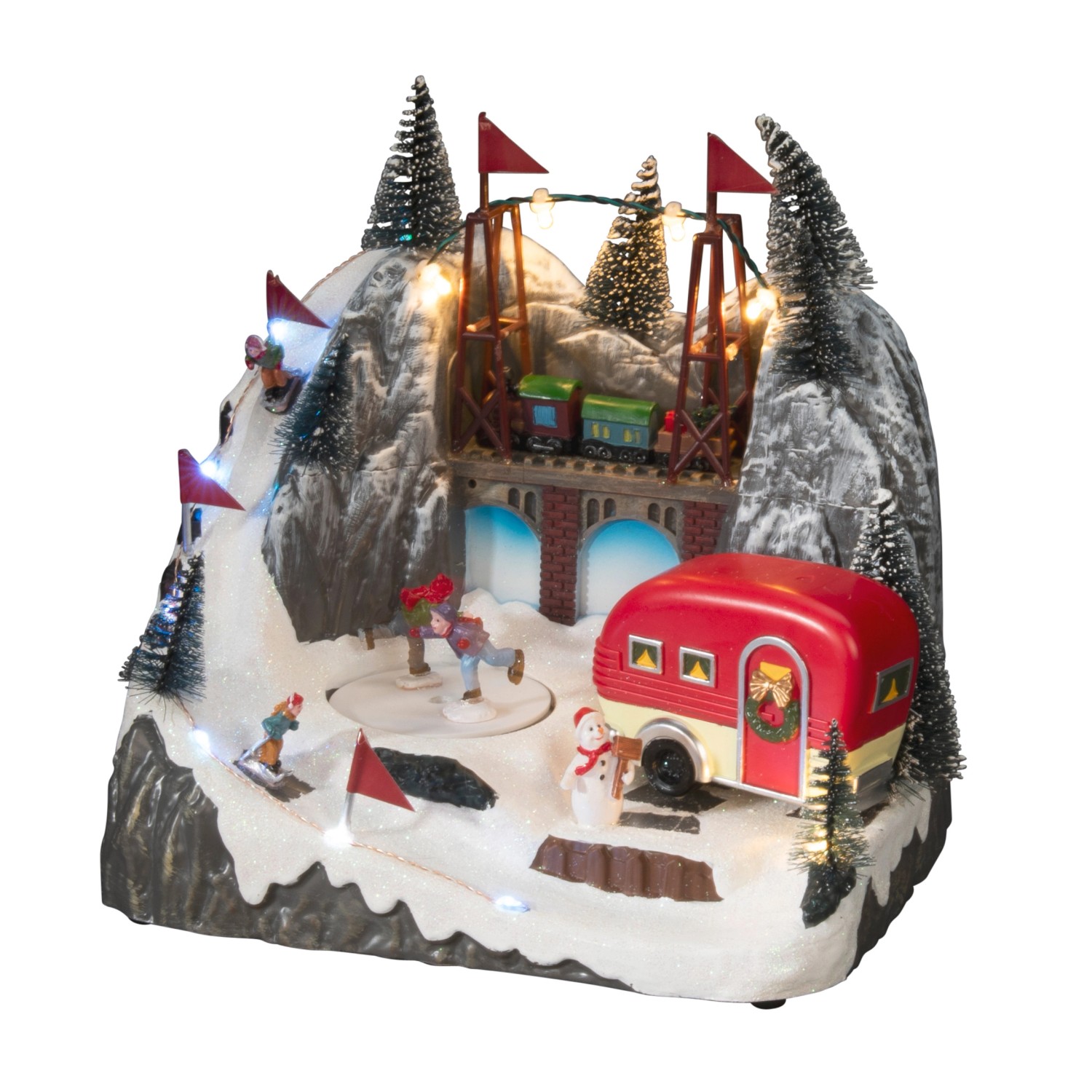 Konstsmide LED-Szenerie Landschaft mit Wohnwagen und 12 Bunten Dioden mit Musik