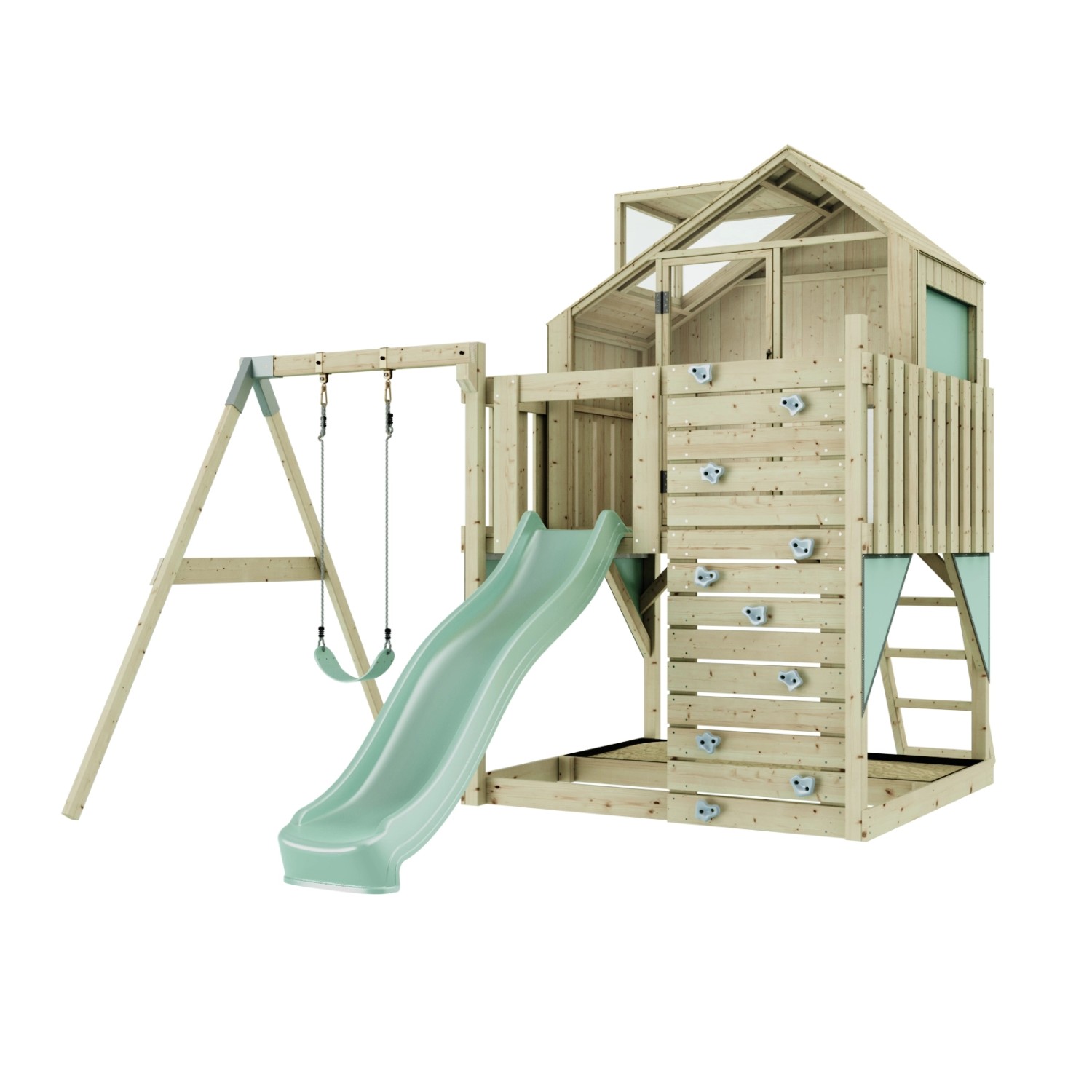 PolarPlay Spielturm Madita m. Kindersch. Mintgrün