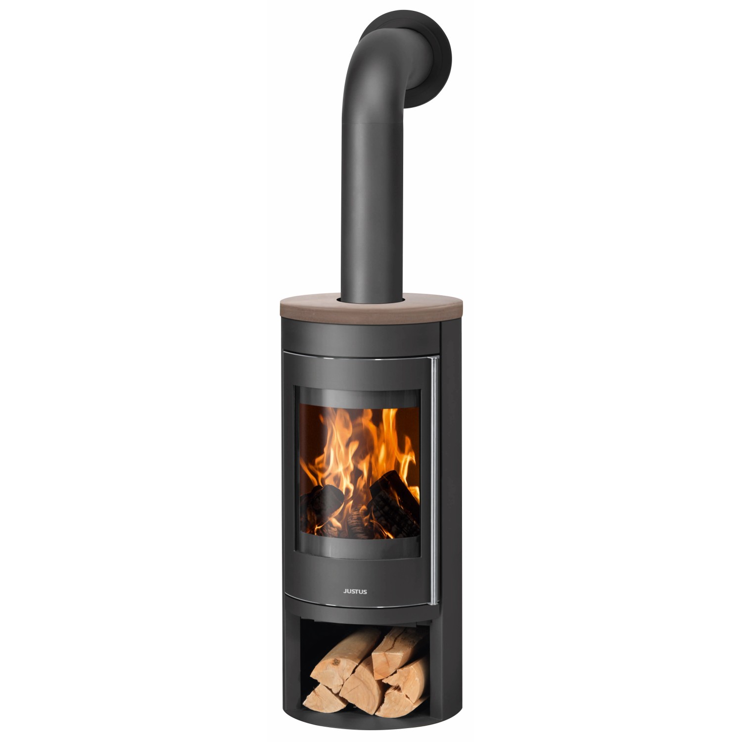 Justus Kaminofen Mino 2.0 Stahl Schwarz mit Abdeckplatte Grappa 5 kW