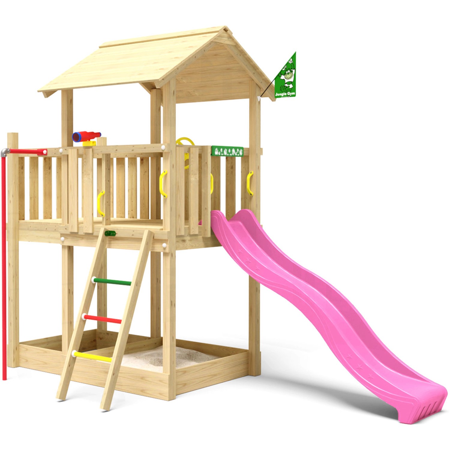 Jungle Gym Spielturm Marvel Holz Rutschstange und Rutsche Fuchsia